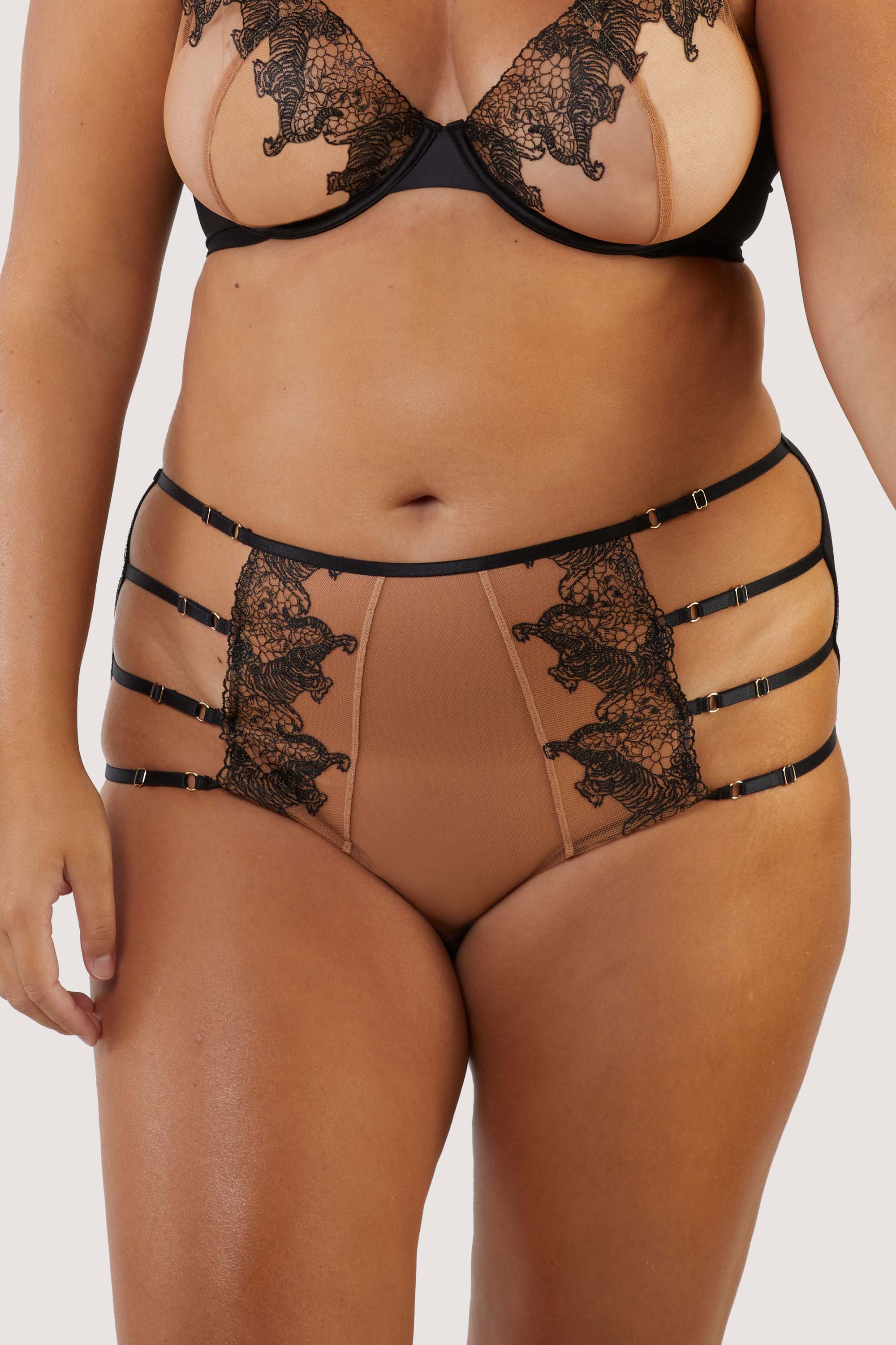 Tiger Peach Mesh Embroidered High Waisted Brief - Image 4
