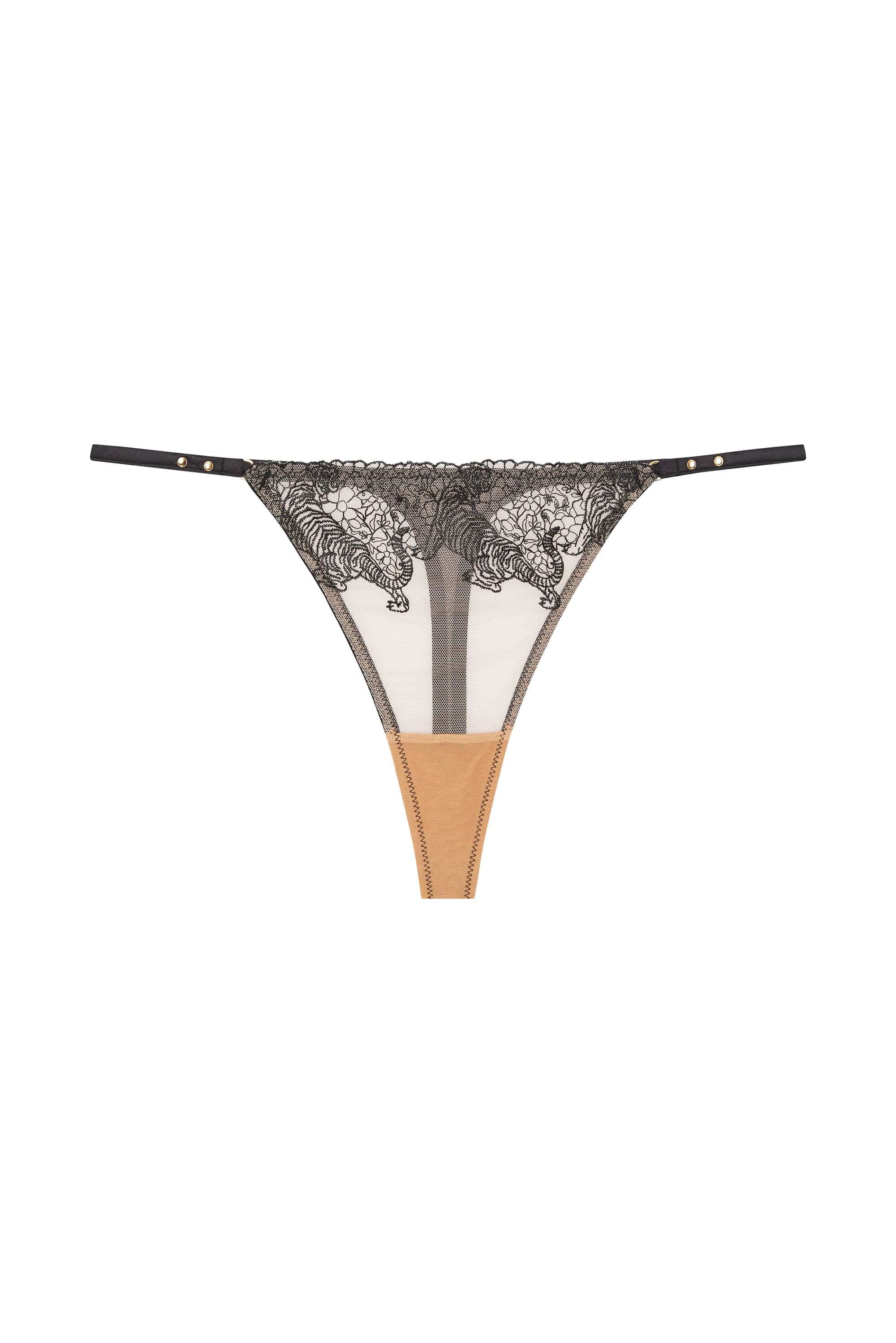 Tiger Peach Mesh Embroidered Thong - Image 4