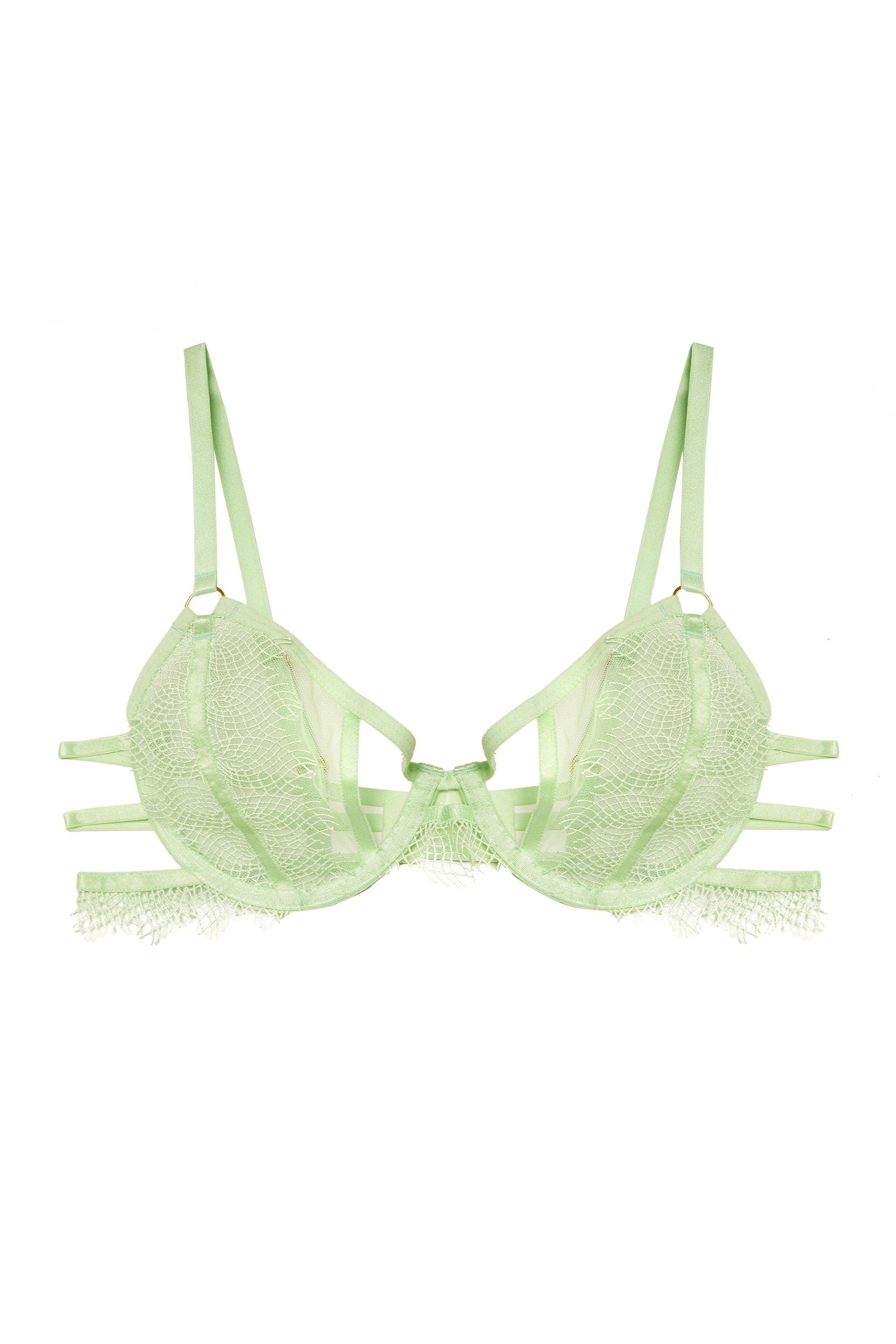 Valentina Cut out Trim Mesh Bra in Green - Image 8