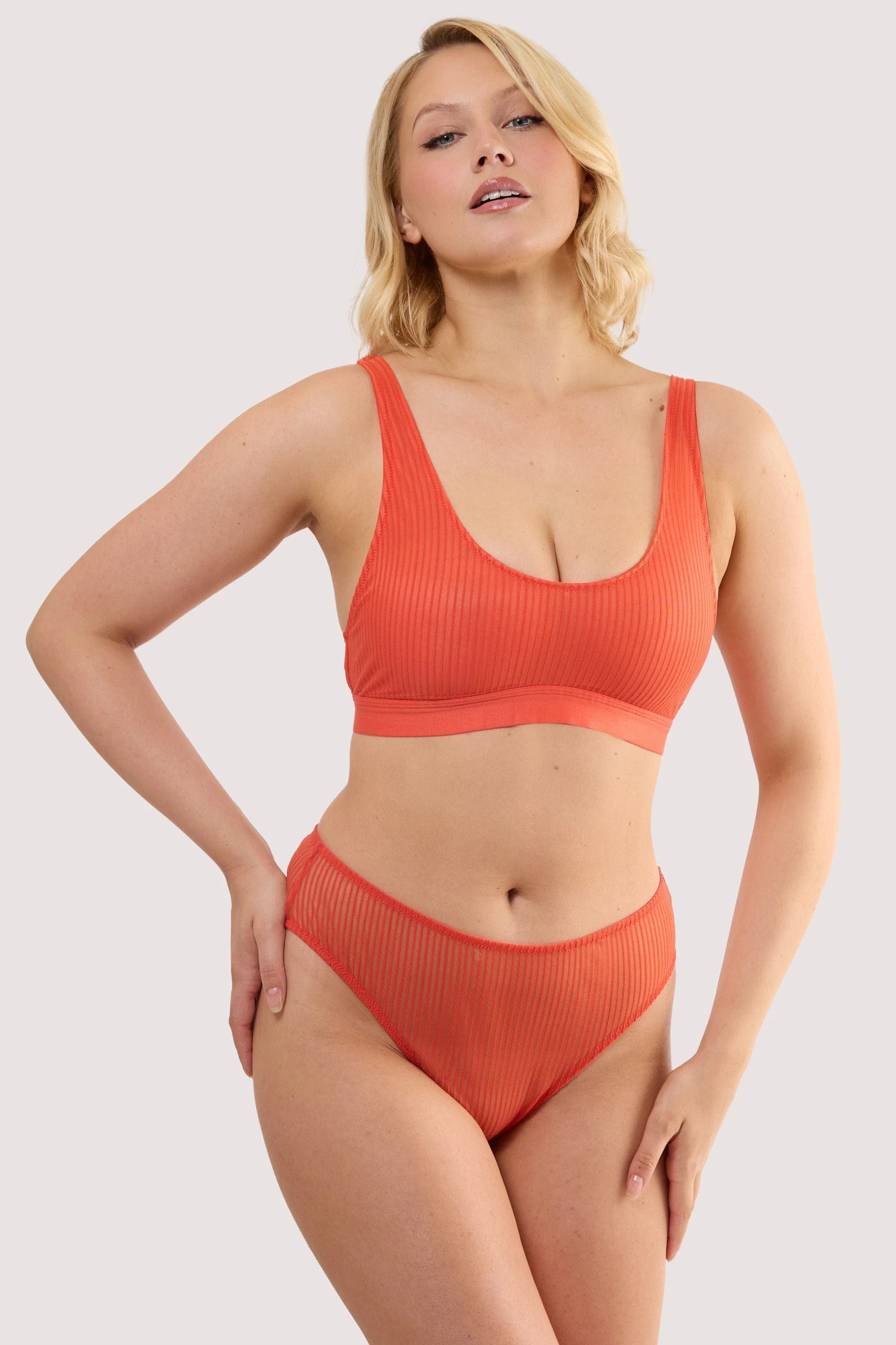 Veronica Red Microstripe Crop Bra - Image 4