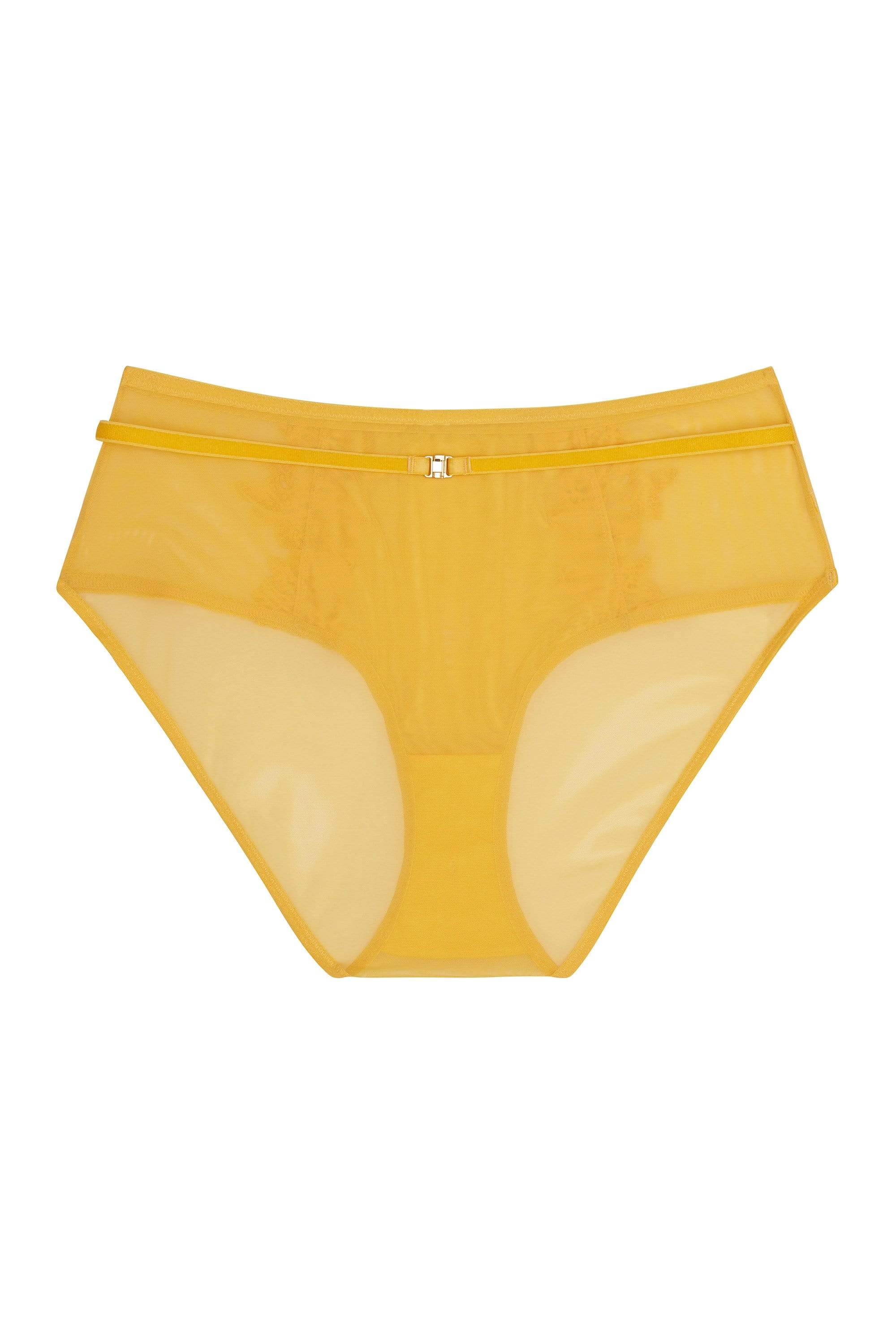Vivienne Mustard Net Satin and Lace High Waist Brief - Image 7