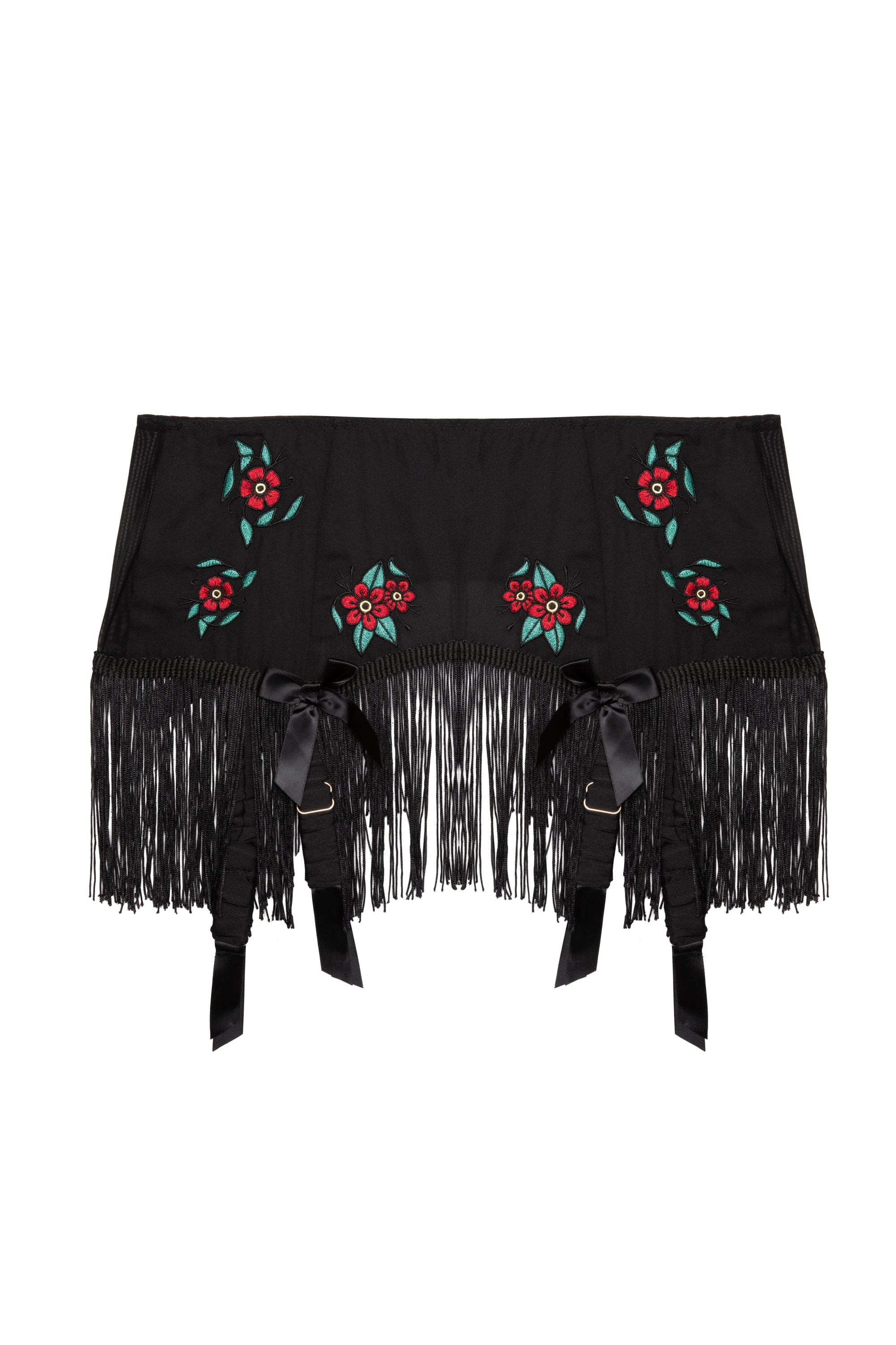 Mabel Western Floral Emboidery And Fringe Suspender Belt - Image 5