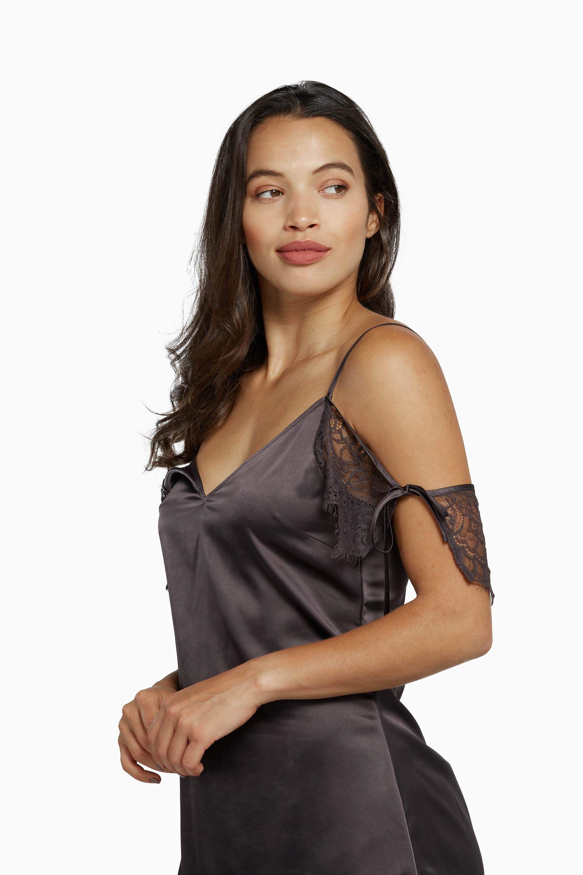 Black Adrienne Lace Trim Slip Dress - Image 4