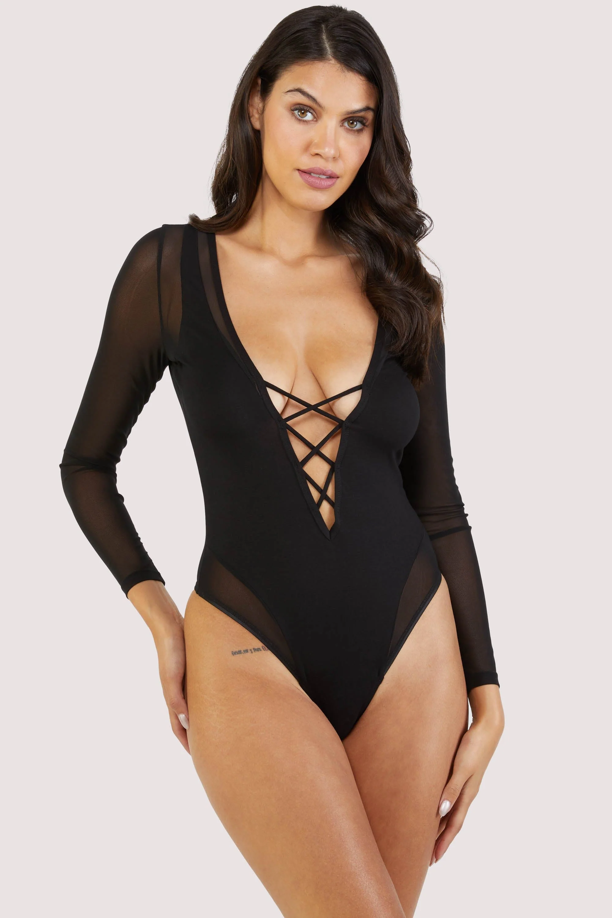 Anika mesh and jersey panelled long-sleeve body - Image 4