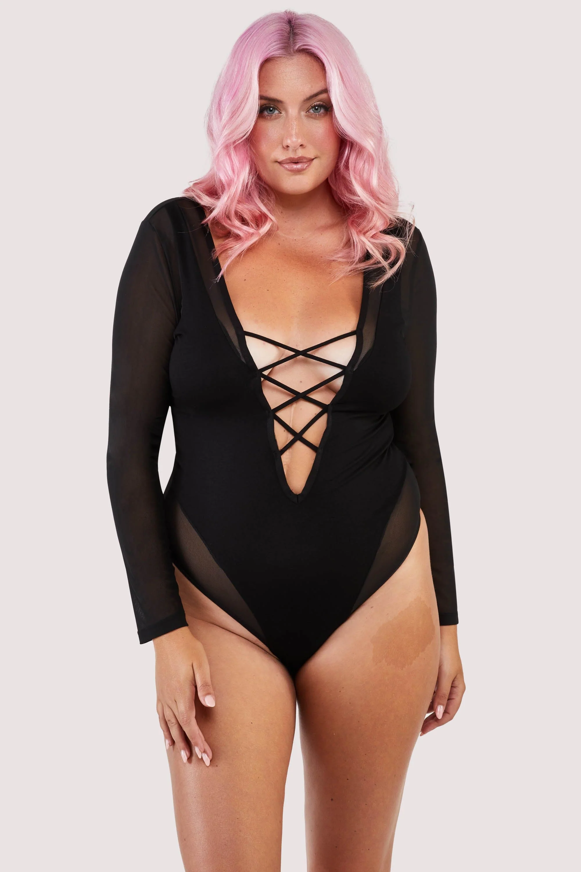 Anika mesh and jersey panelled long-sleeve body - Image 5