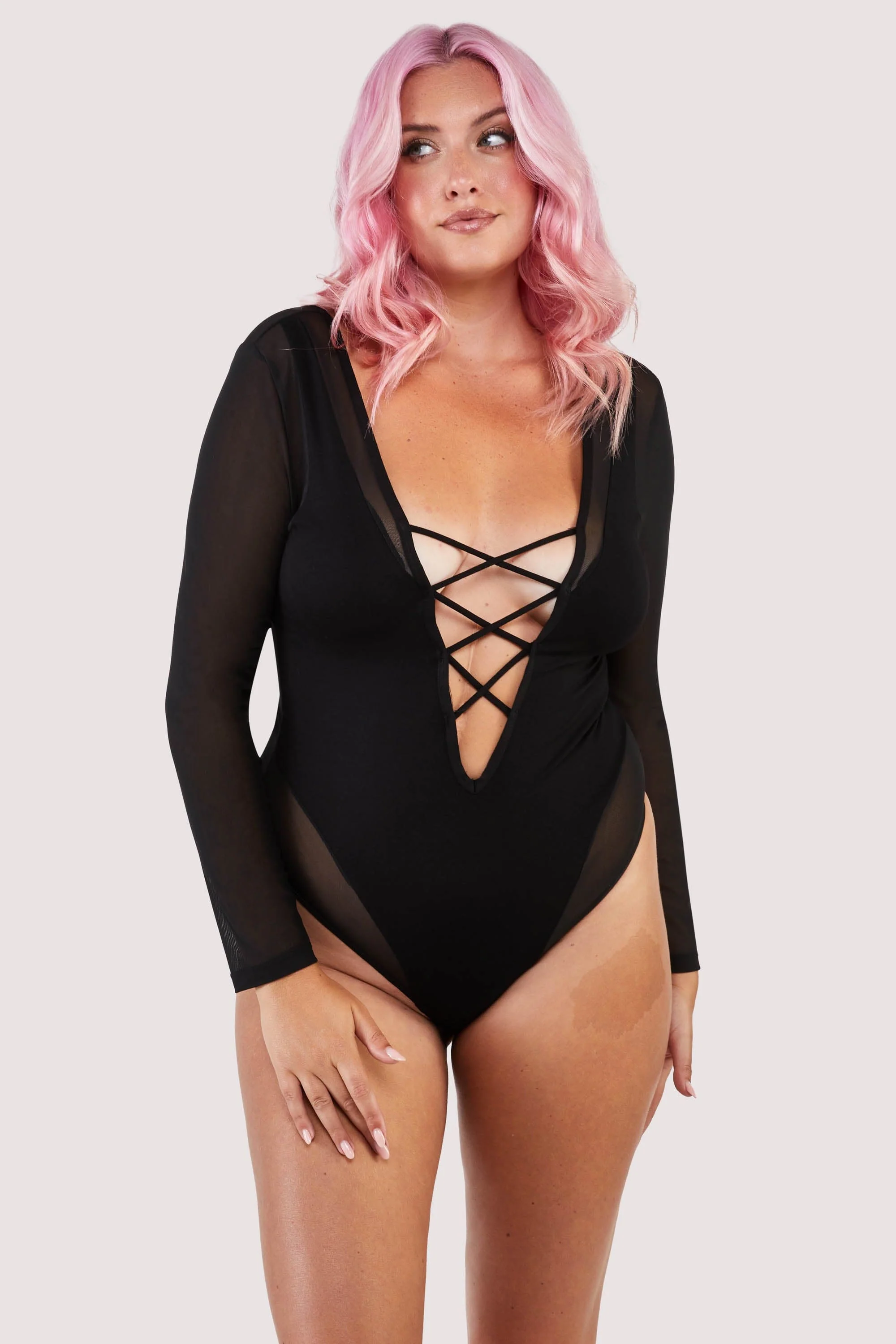 Anika mesh and jersey panelled long-sleeve body - Image 6