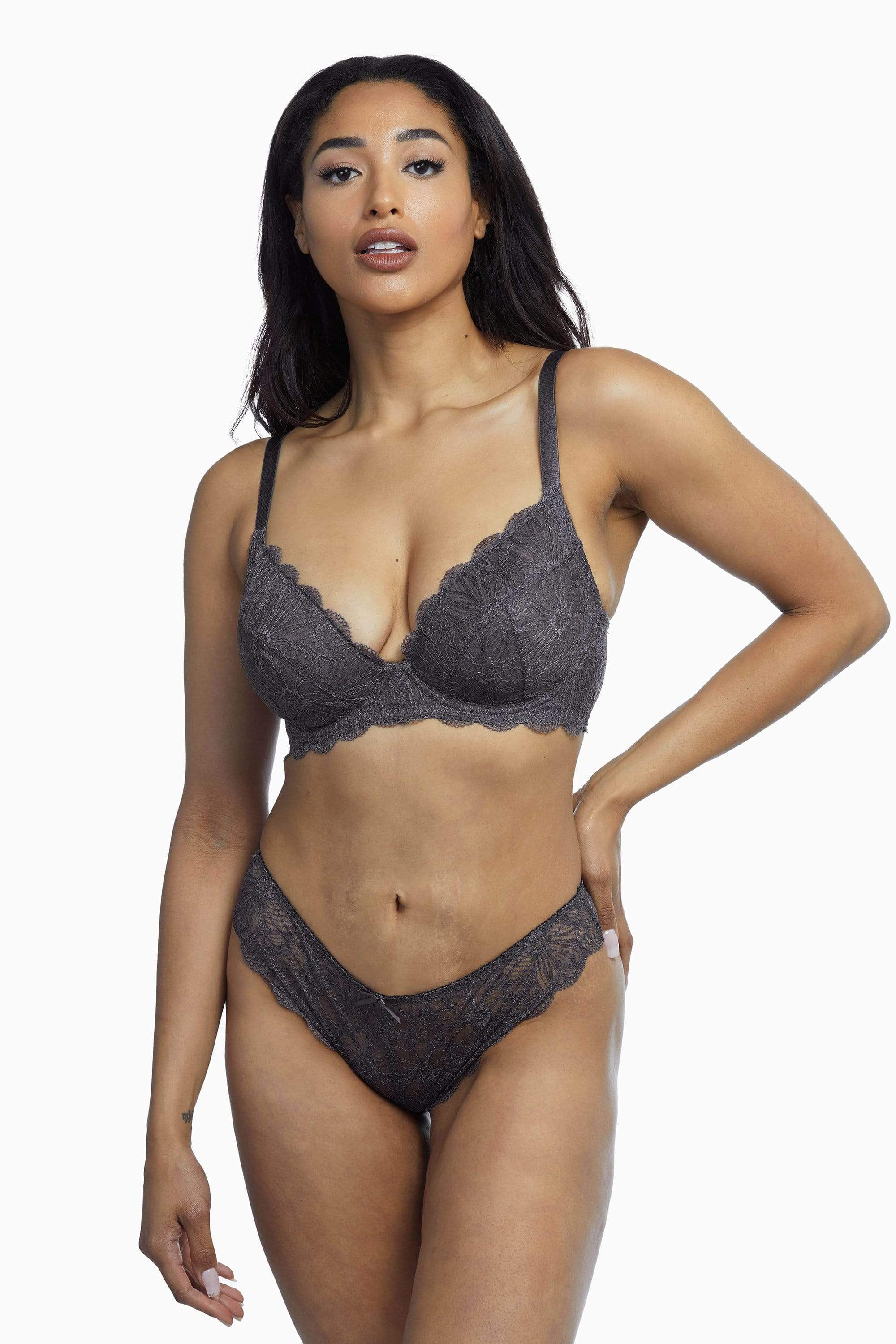 Ariana Everyday Lace Brief Steel Grey - Image 3