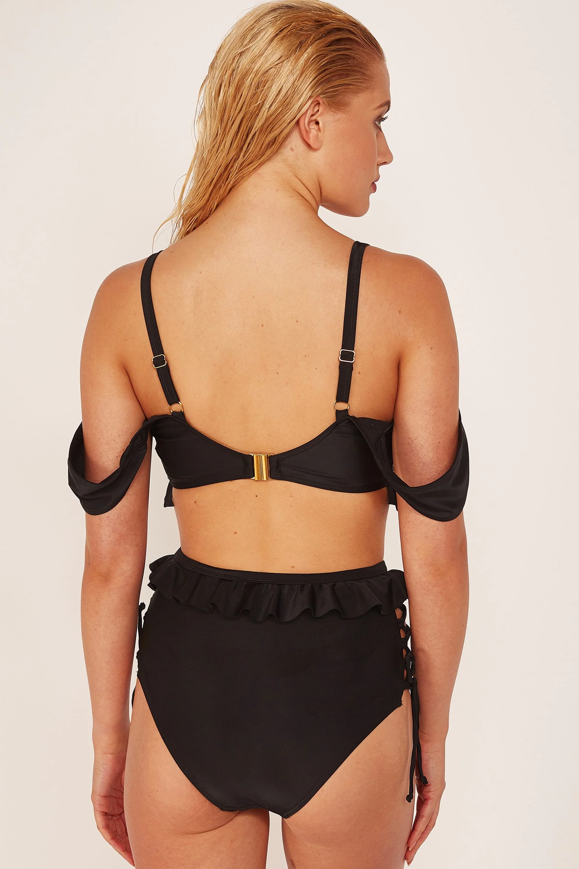 Wolf & Whistle Black Lace Up Bikini Bottom - Image 4