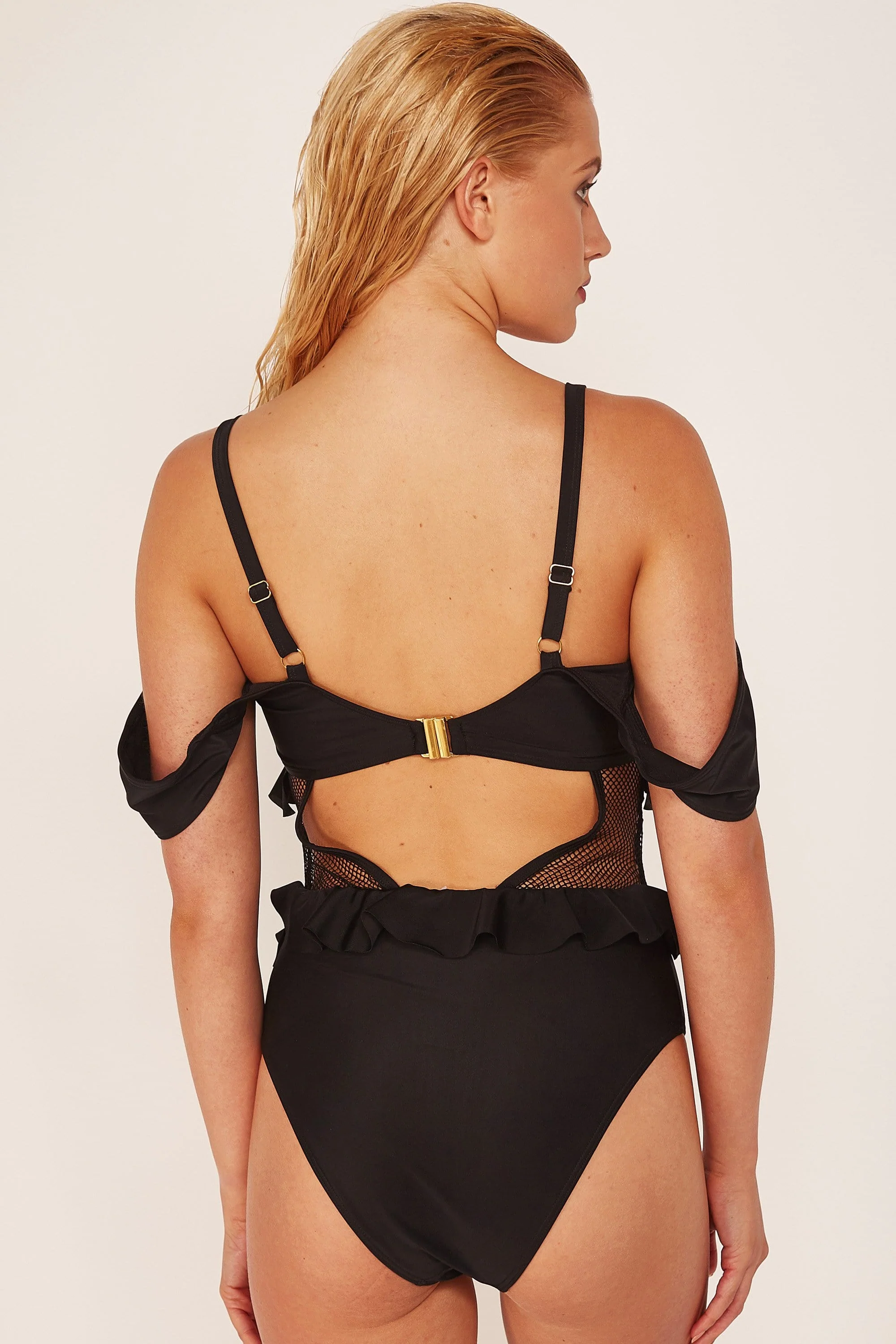 Wolf & Whistle Black Lace Up Swimsuit - Image 4