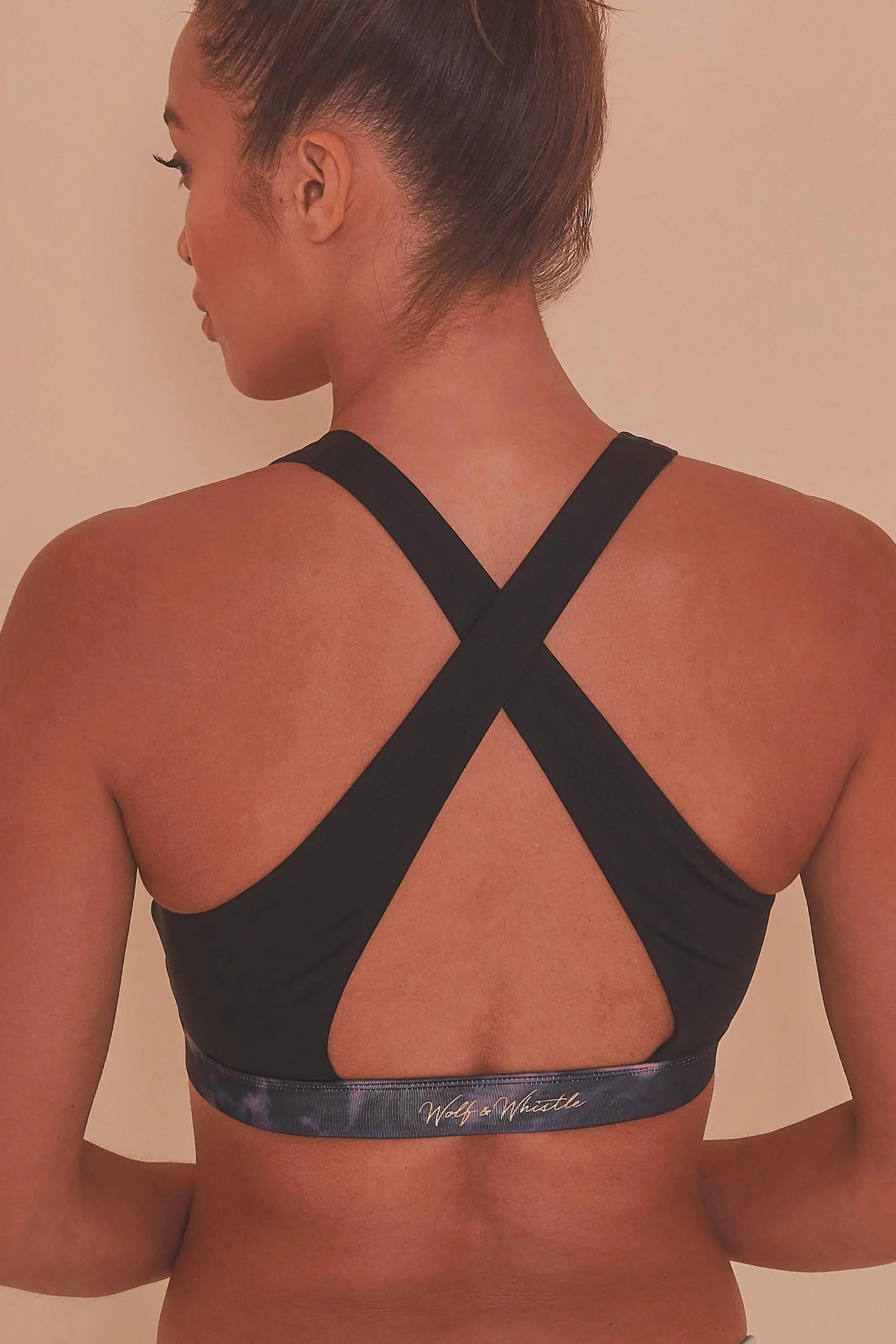 Wolf & Whistle Dark Marble Zip Front Sports Bra - Image 2