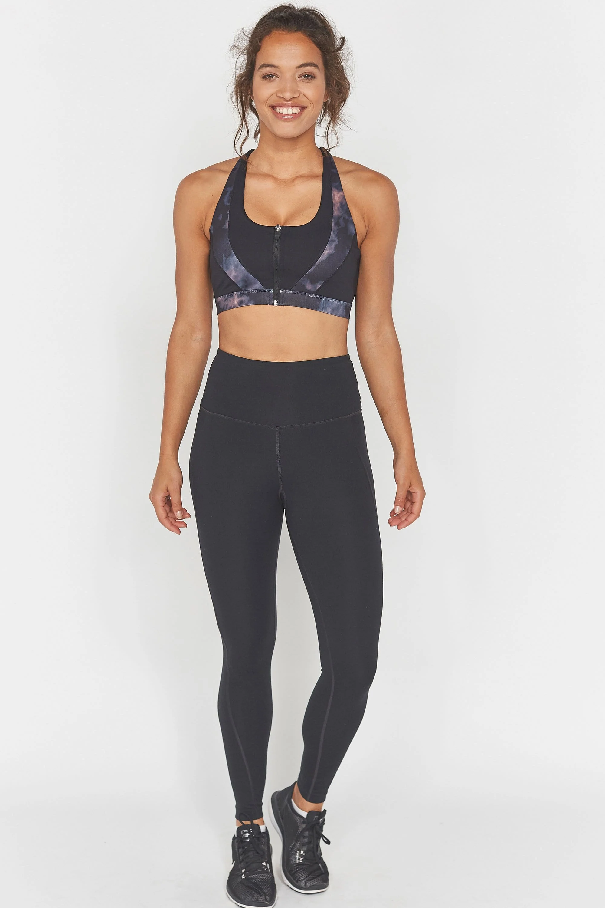 Wolf & Whistle Dark Marble Zip Front Sports Bra - Image 4