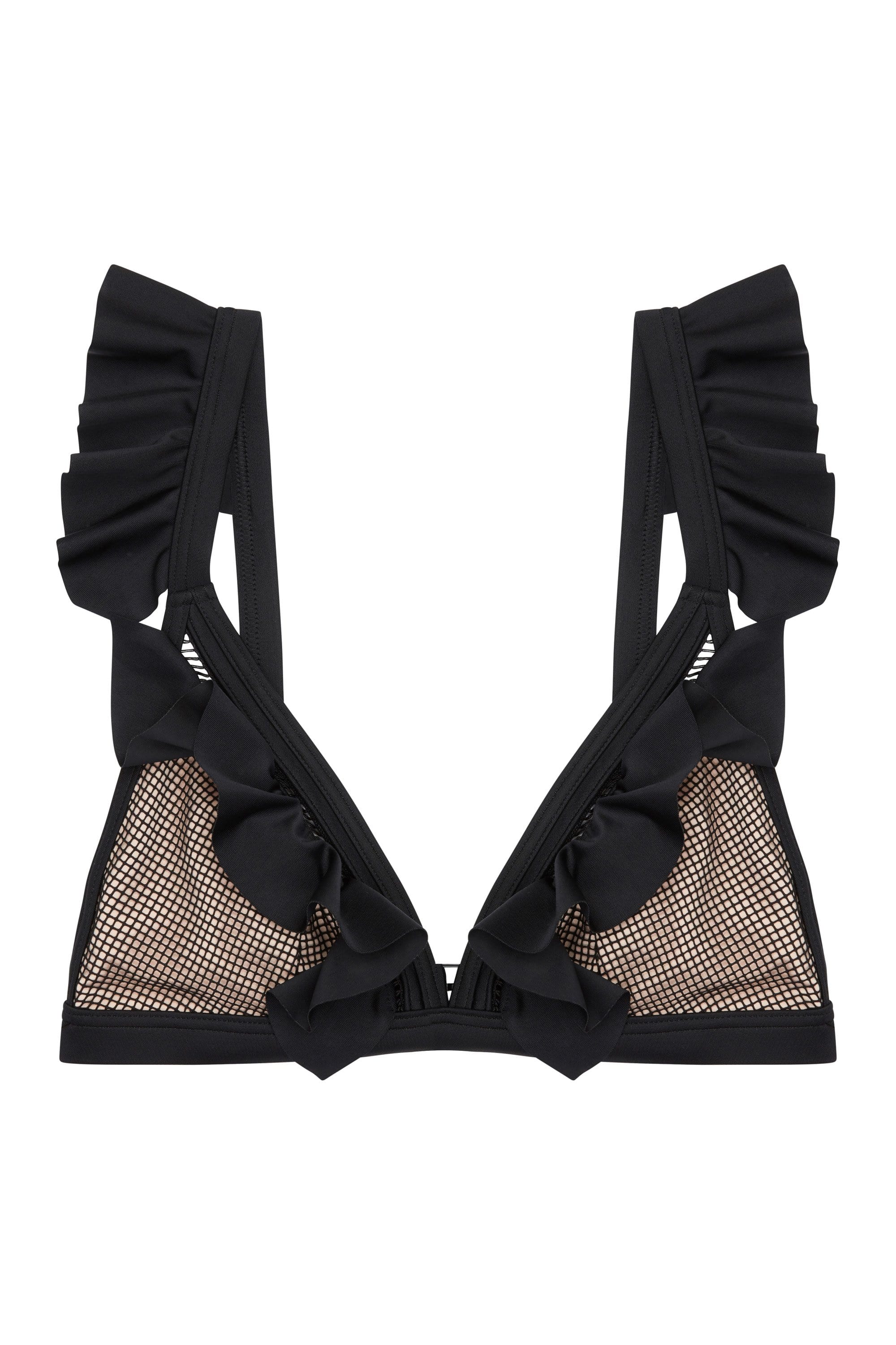 Wolf & Whistle Fishnet and frill Eco triangle top - Image 3