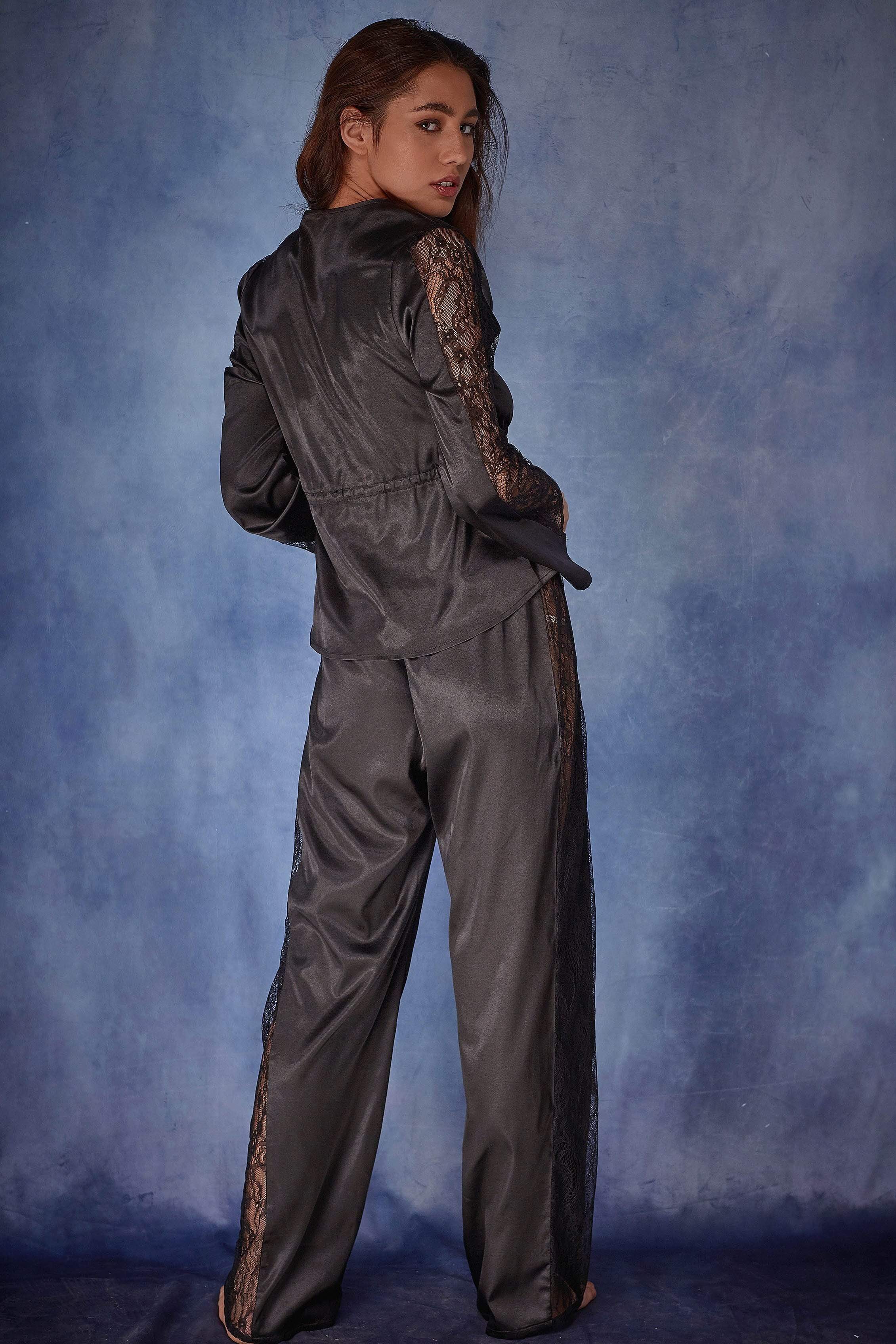 India Satin tie front PJ set - Image 3