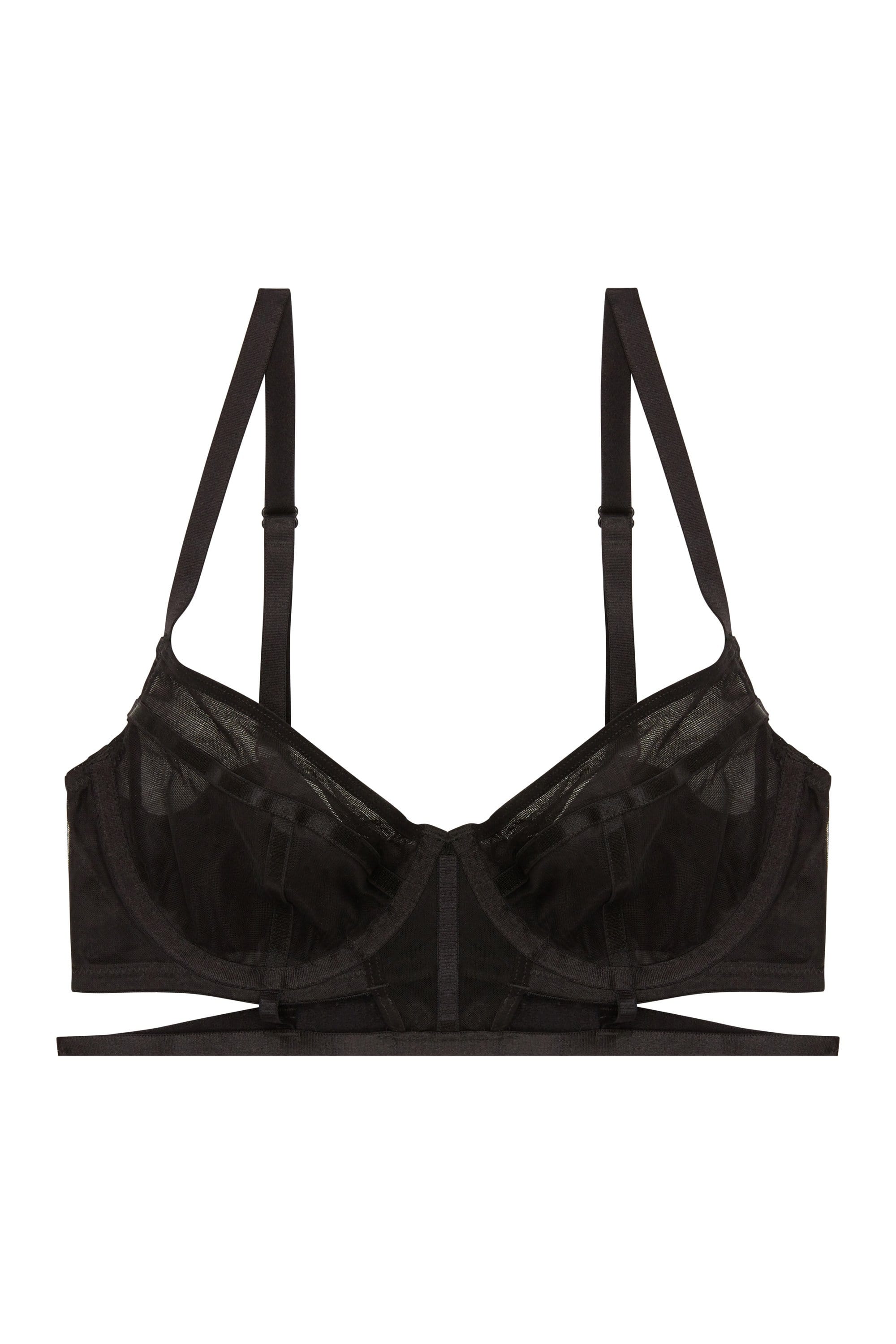 Wolf & Whistle Jade Panelled Longline Bra Black - Image 3
