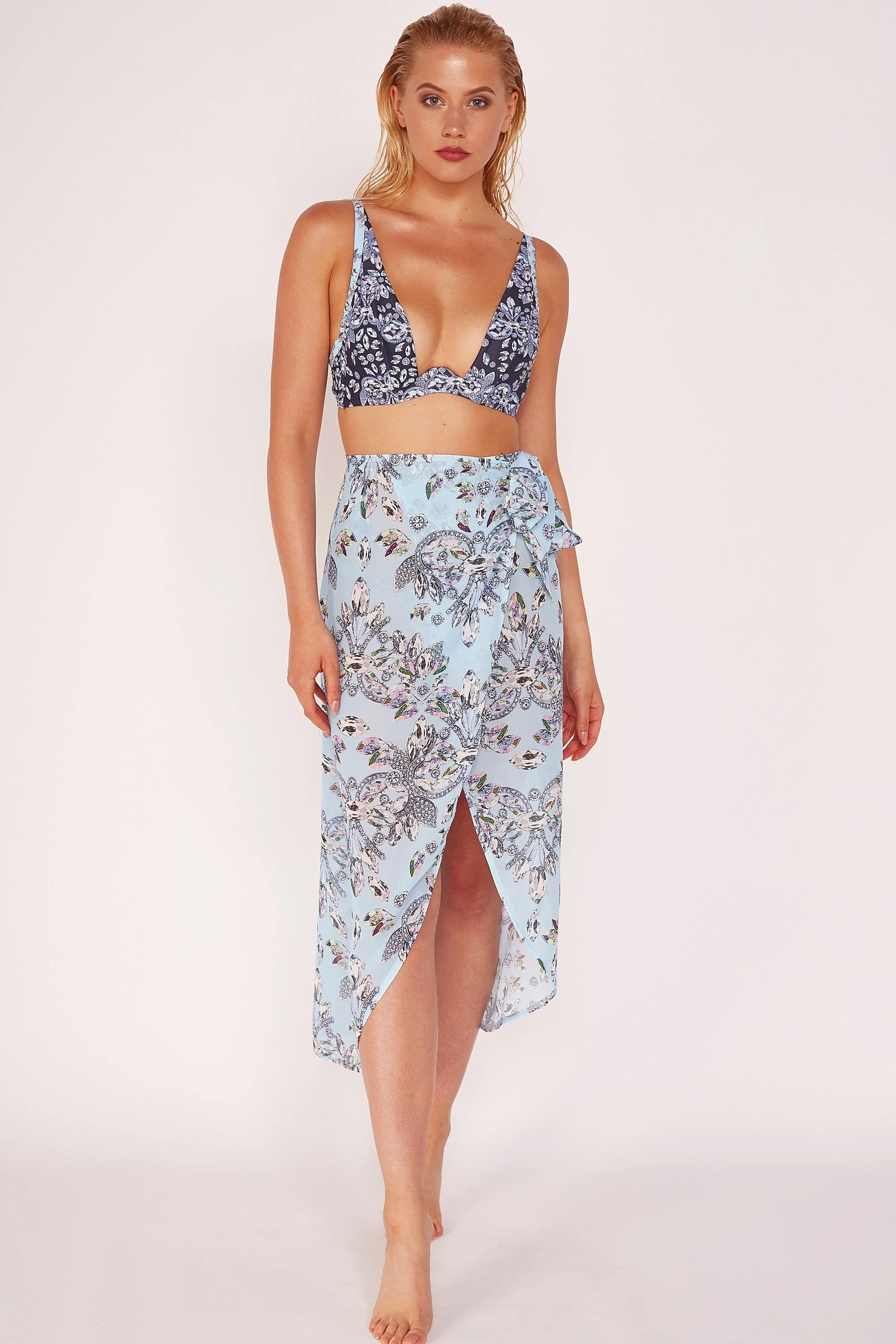 Jewel Baroque Print Bikini Top - Image 3