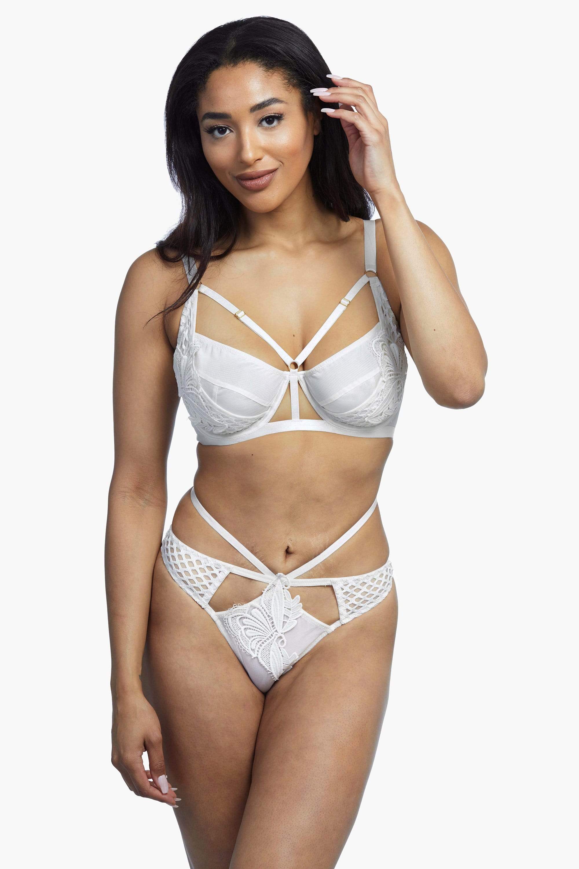 Ivory Keira Fishnet Applique Strappy Thong - Image 5