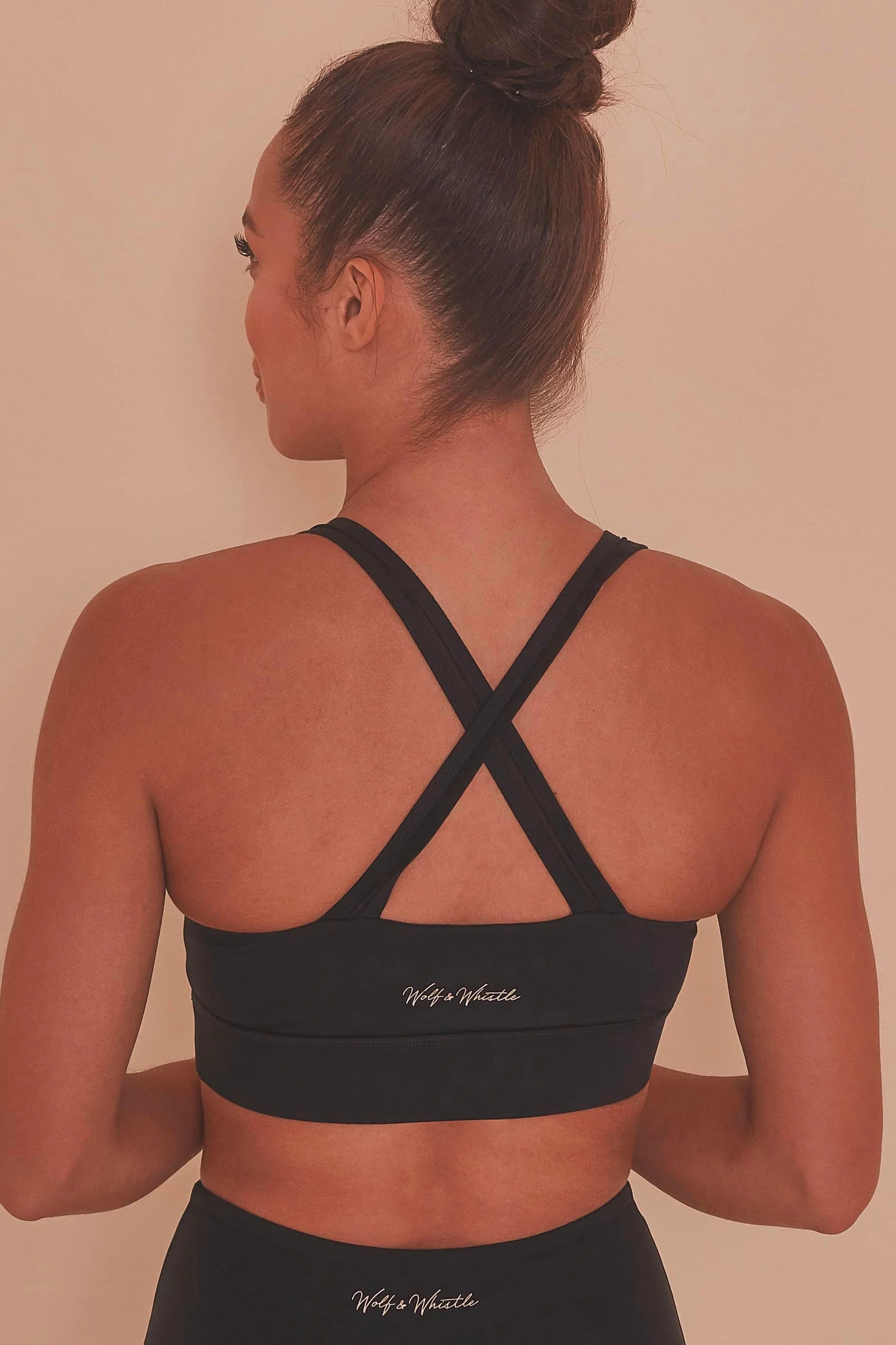 Wolf & Whistle Lace Up Mesh Panel Bra Black - Image 4