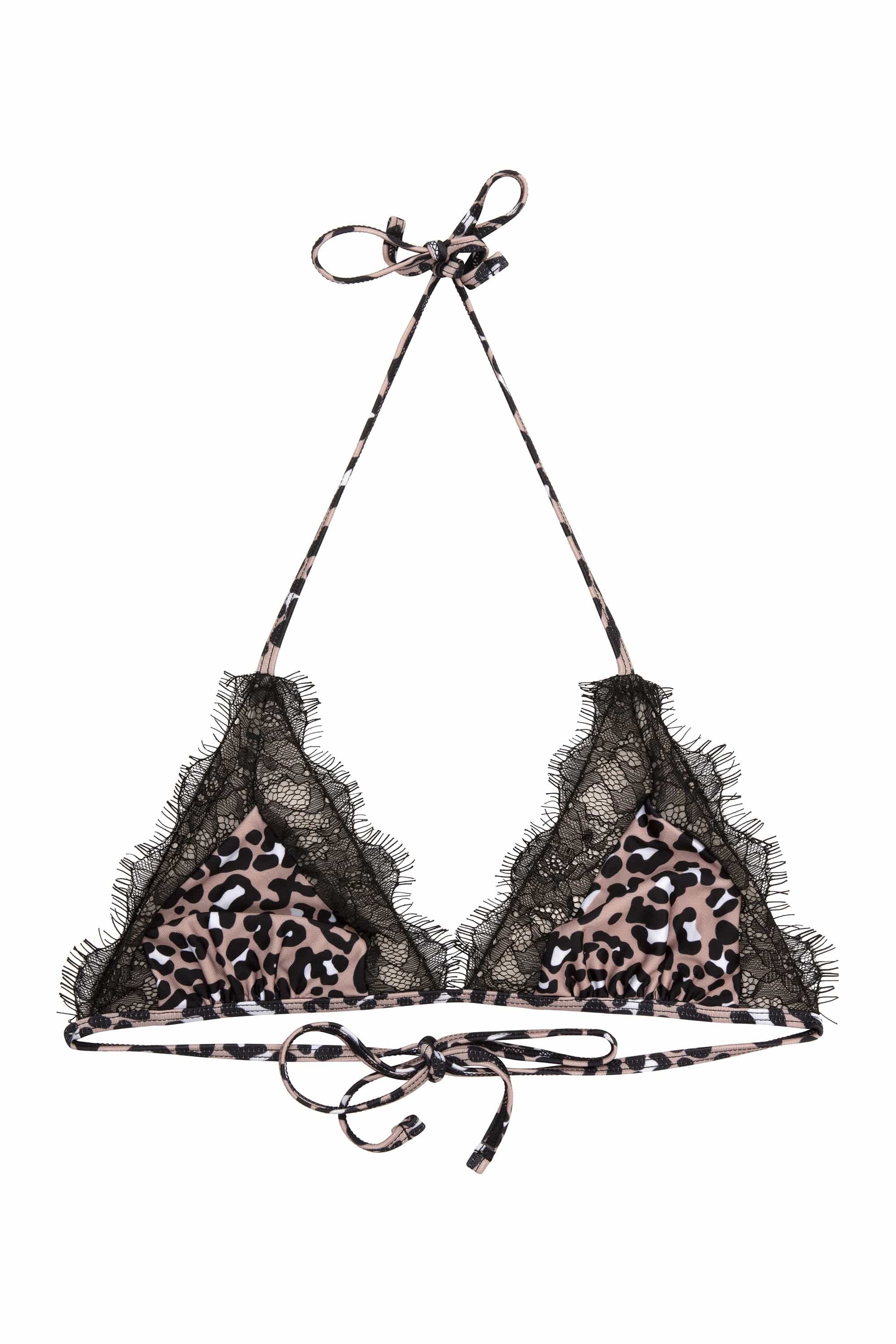 Eco Leopard Lace Trim Triangle Bikini Top - Image 3