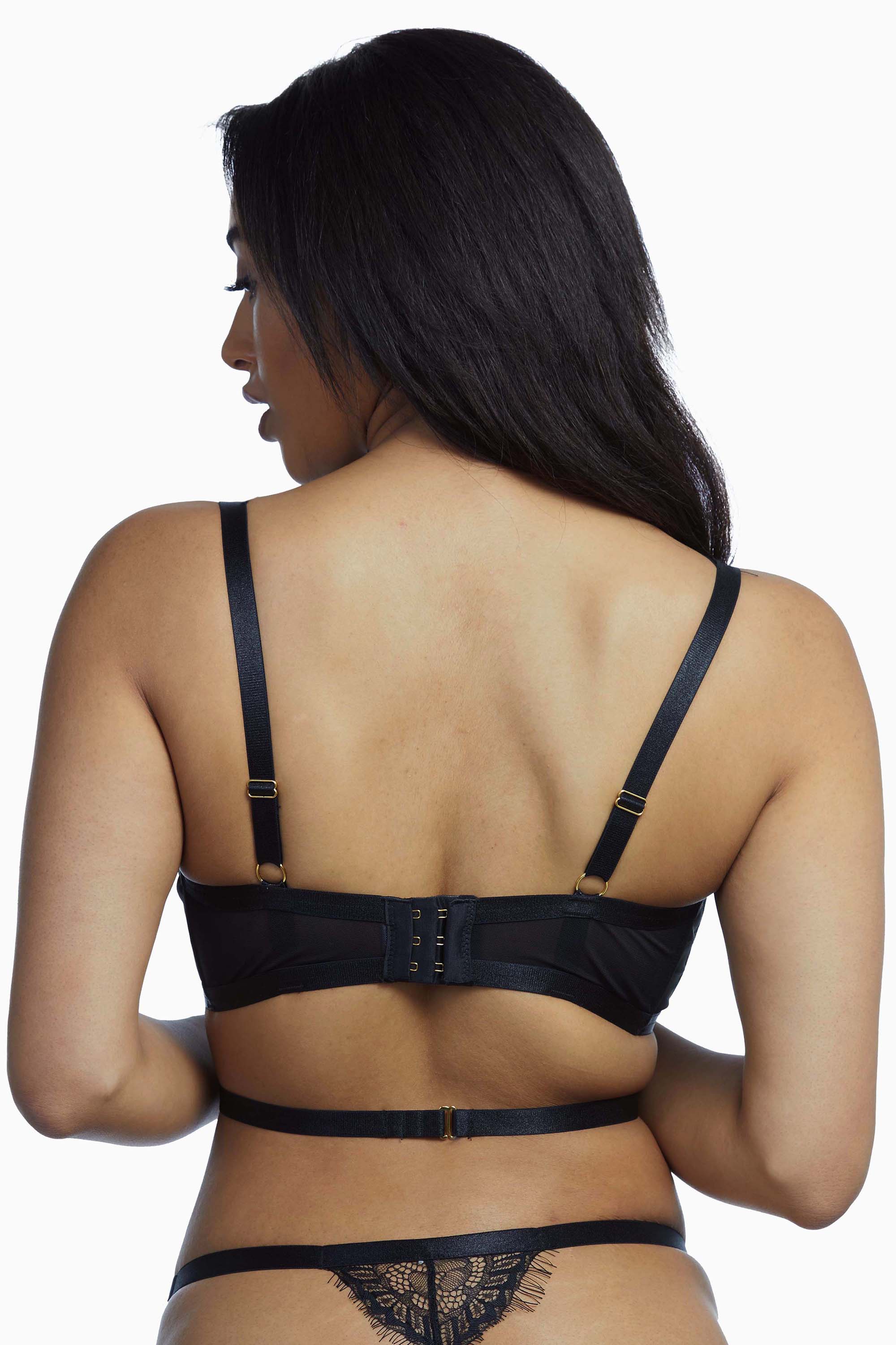 Wolf & Whistle Nevada Black Satin & Lace Harness Bra - Image 5
