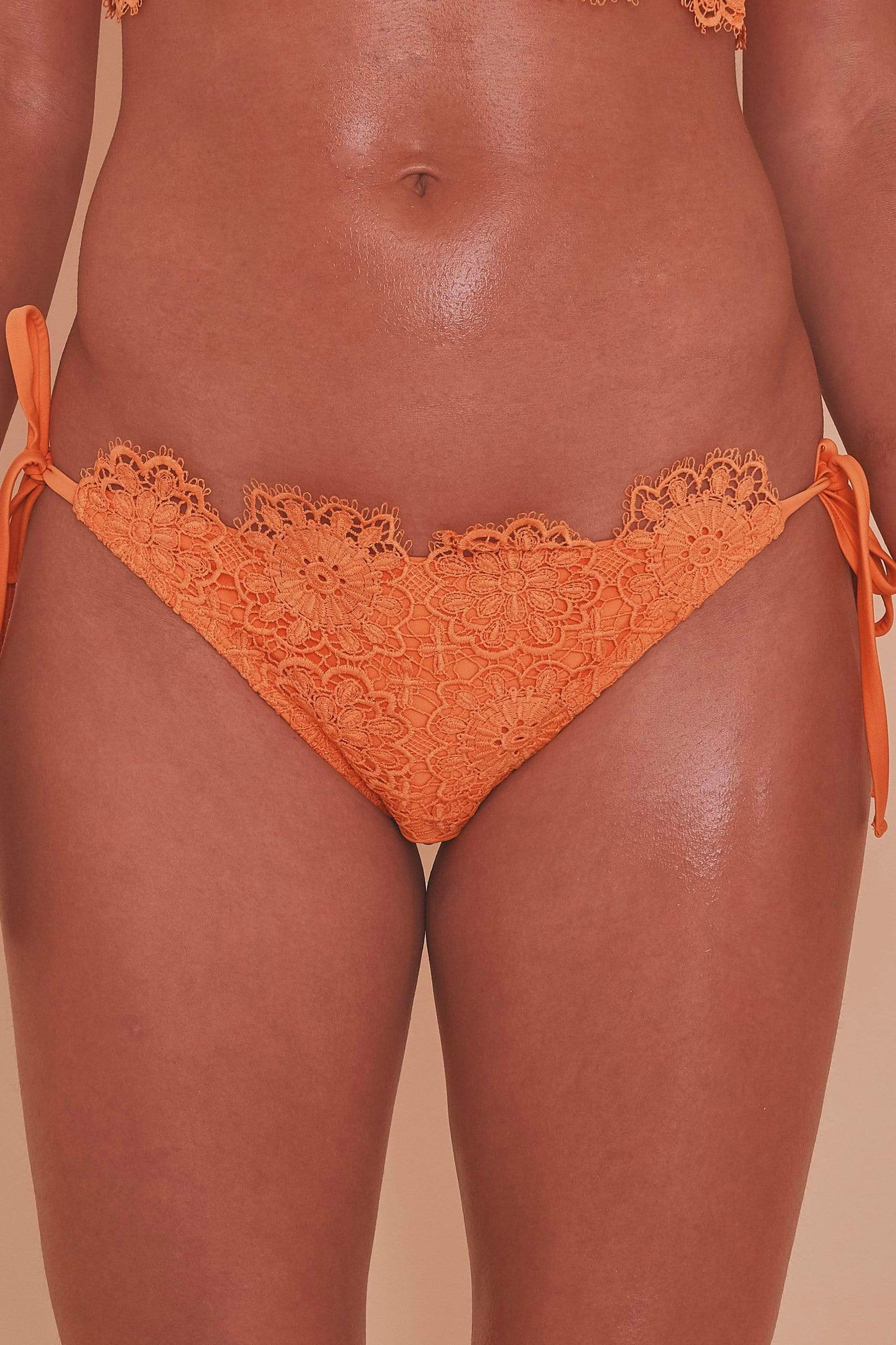 Wolf & Whistle Orange Crochet Lace Tie Side Bikini Brief - Image 3