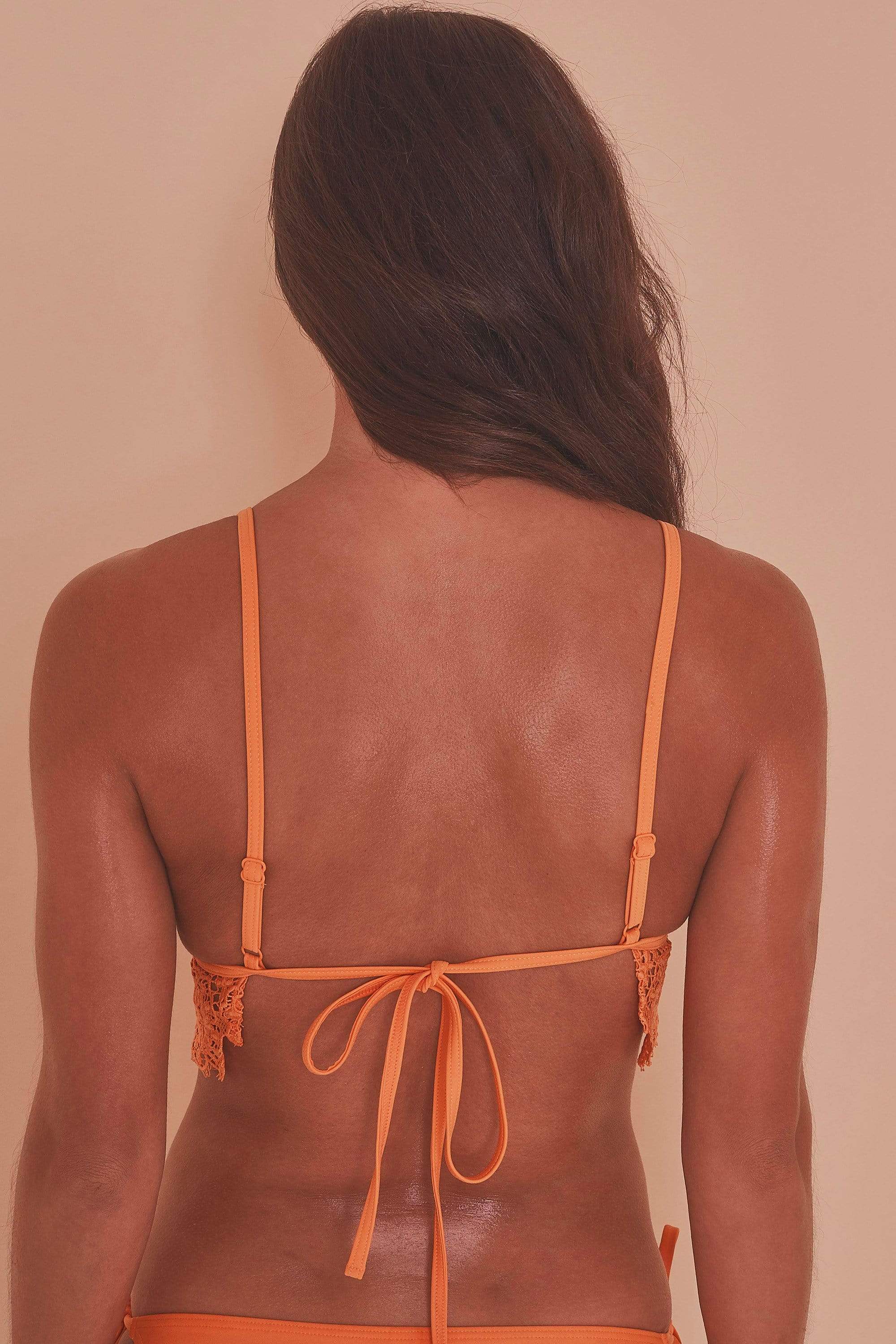 Wolf & Whistle Orange Crochet Lace Triangle Bikini Top - Image 3