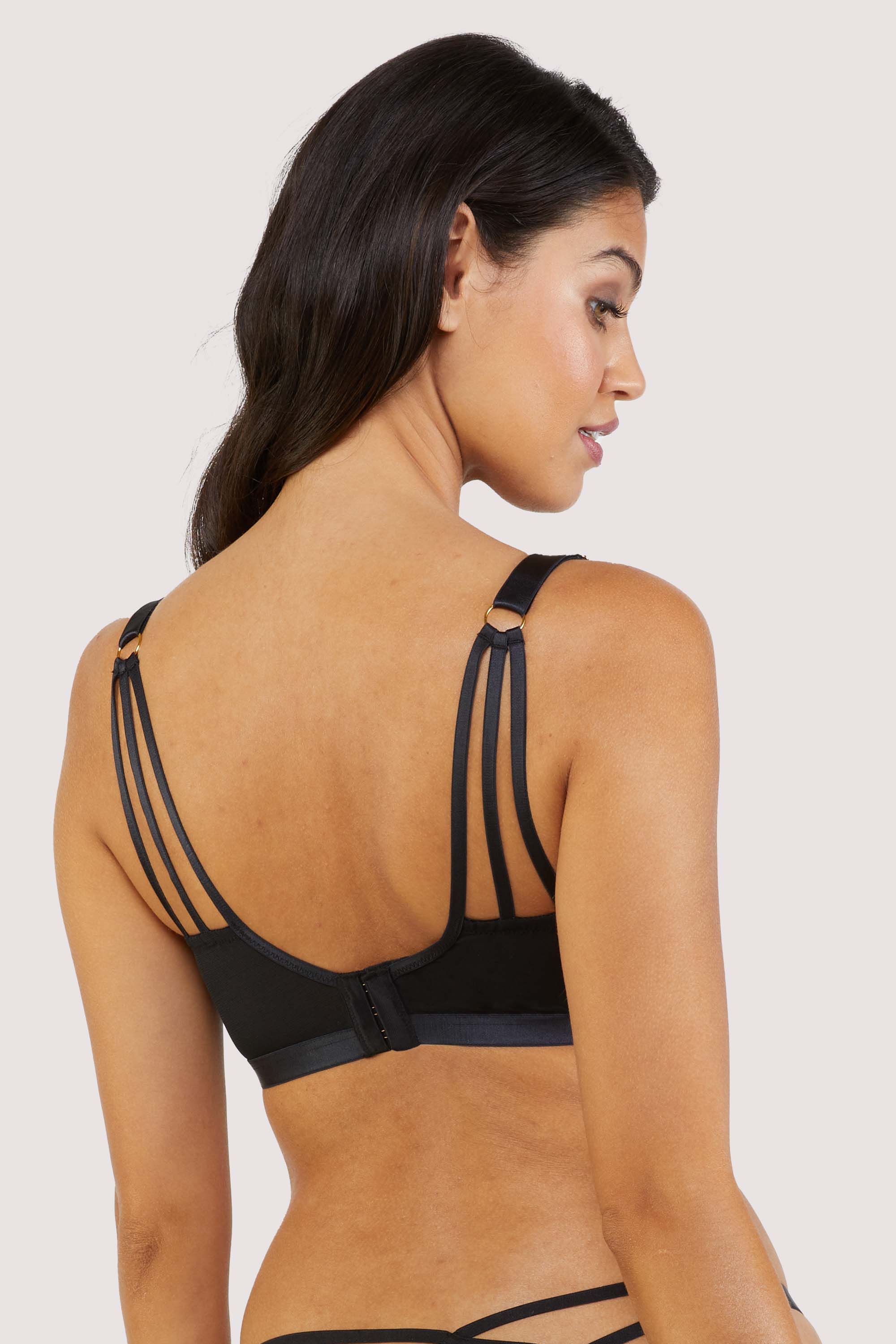 Pippa Black Deco Embroidered Caged Plunge Bra - Image 4