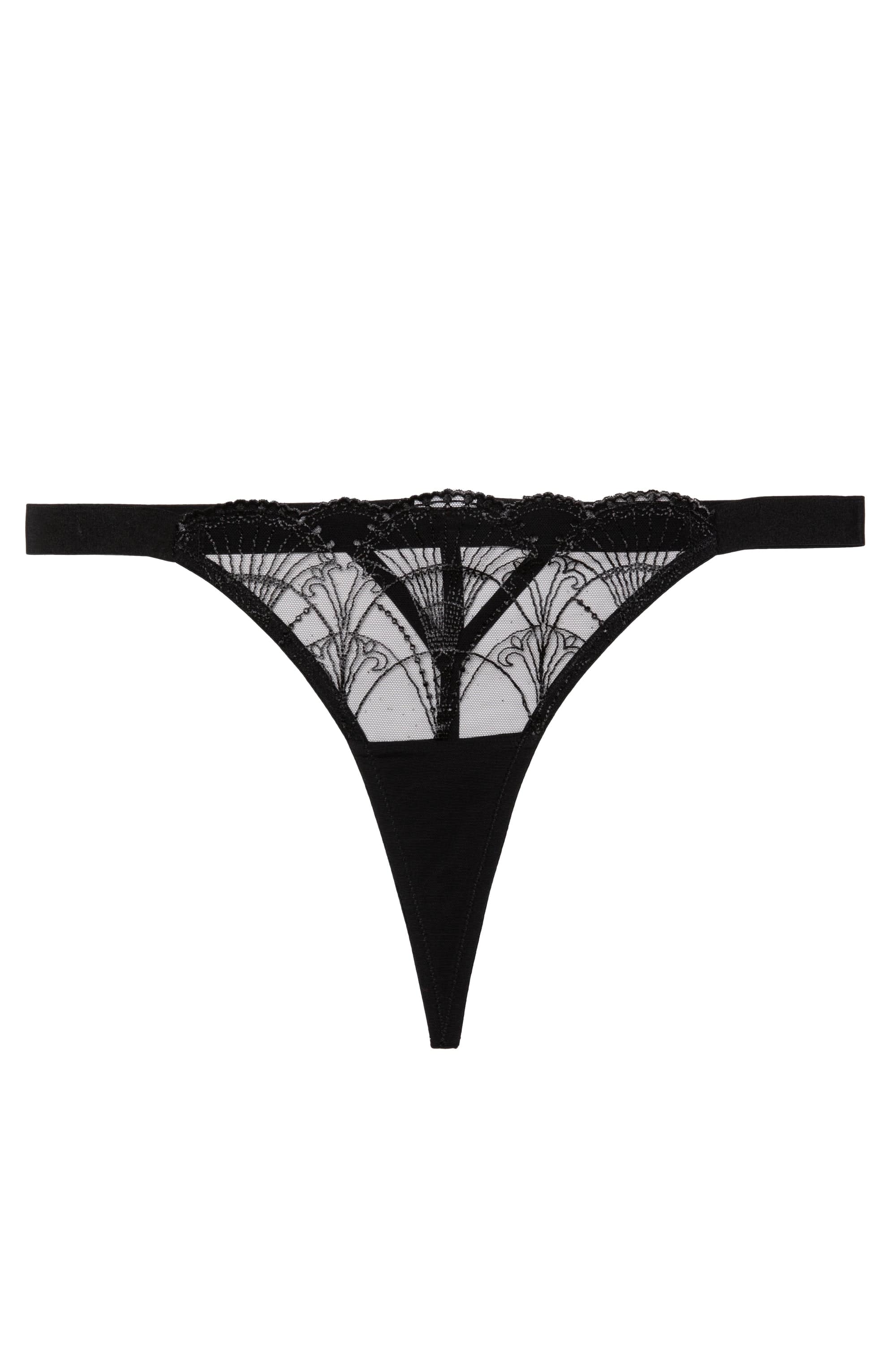 Pippa Black Deco Embroidered Caged Thong - Image 4