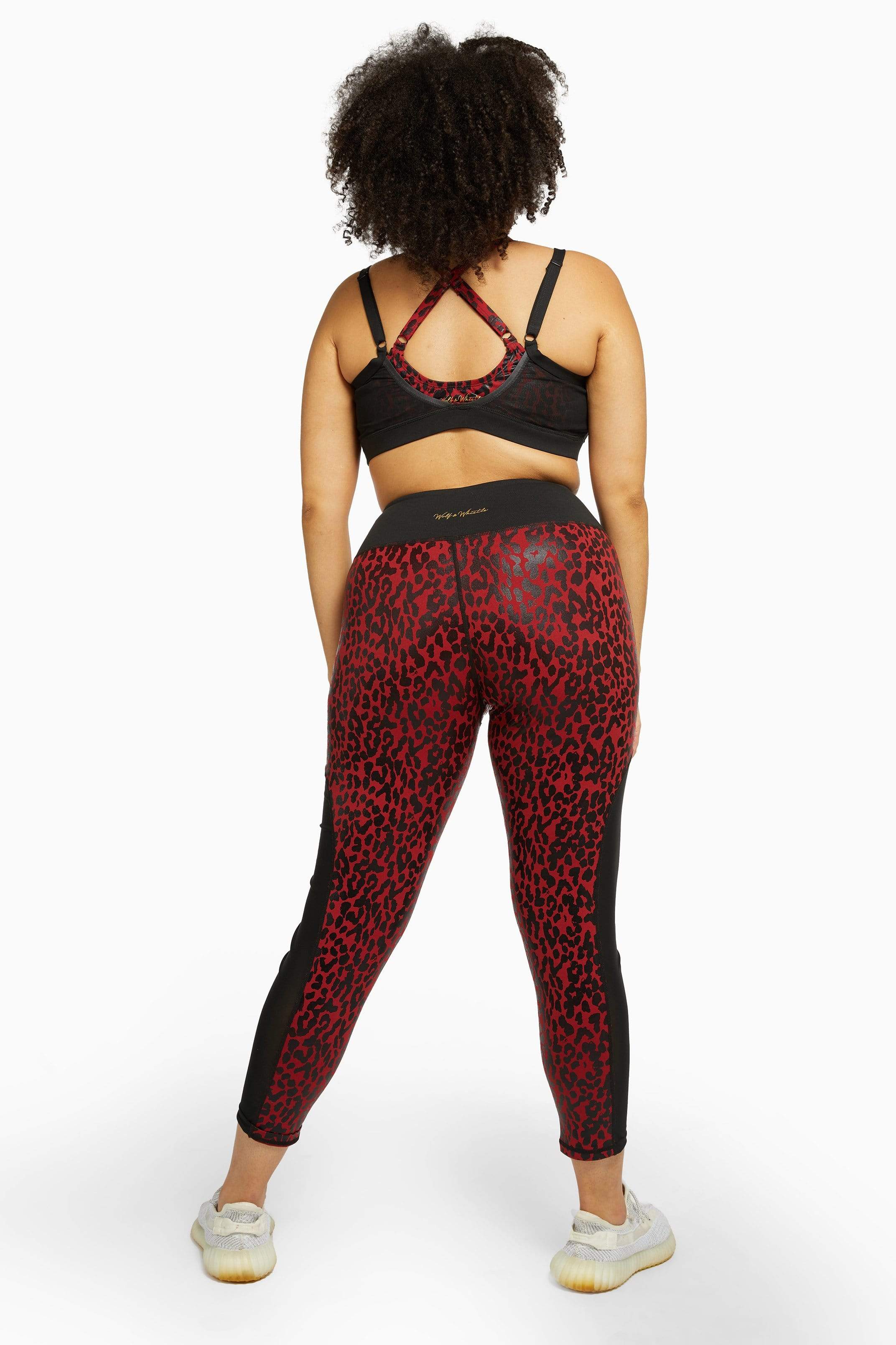 Red Wet Look Leopard High Waist Leggings Curve - Image 2