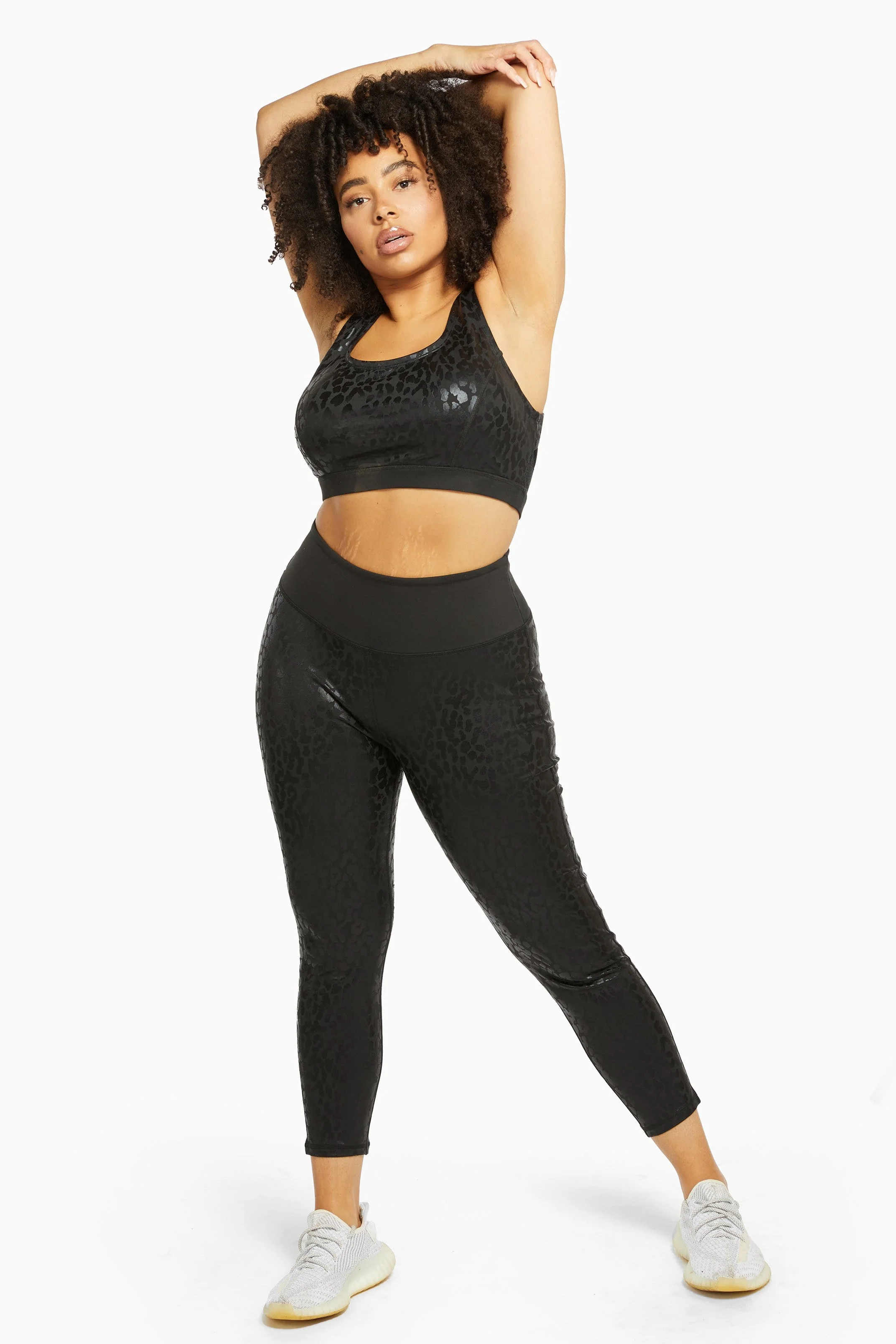 Wet Leopard Look Black Sports Bra Curve - Image 3