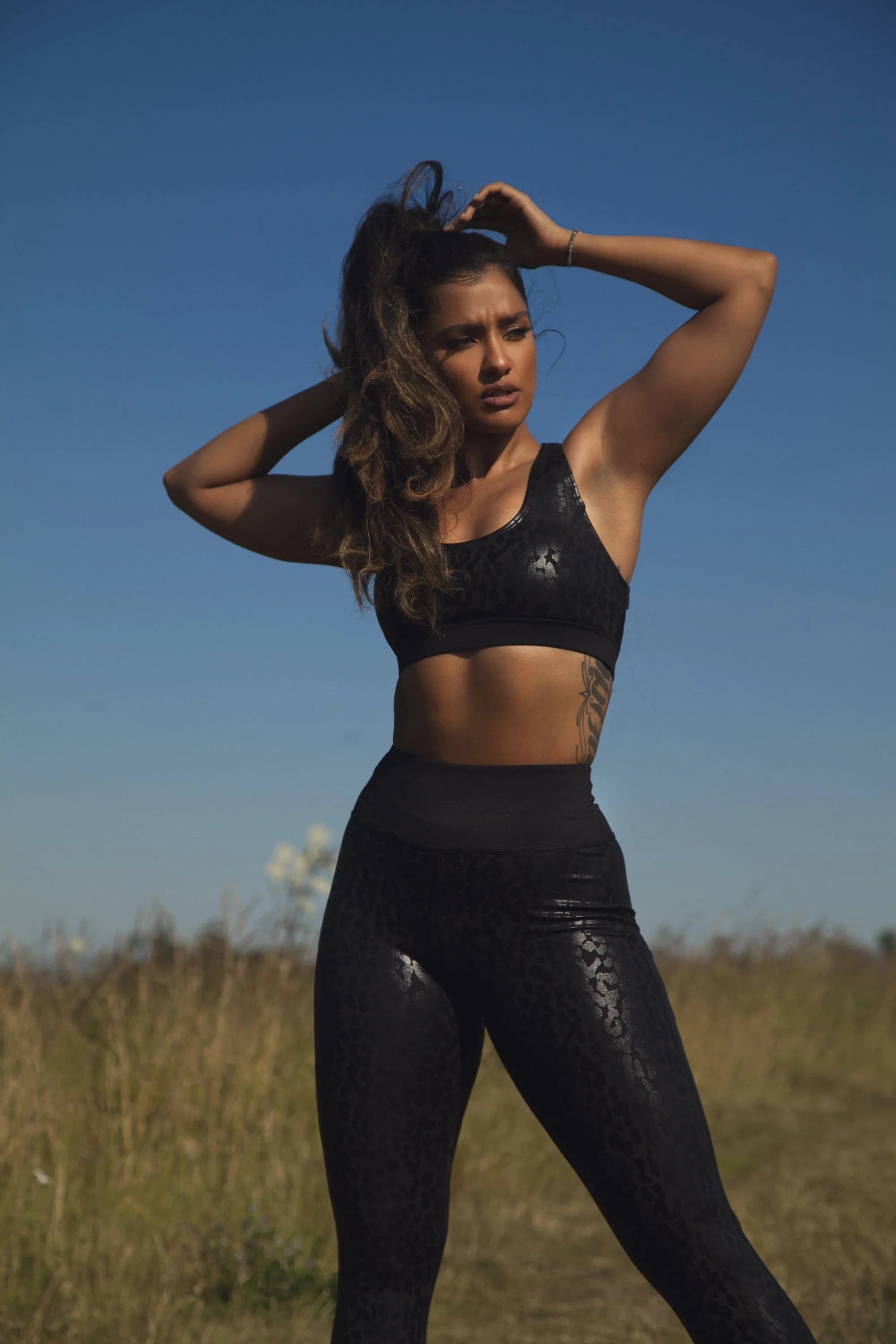 Wolf & Whistle Wet Look Leopard Black High Waist Leggings - Image 3