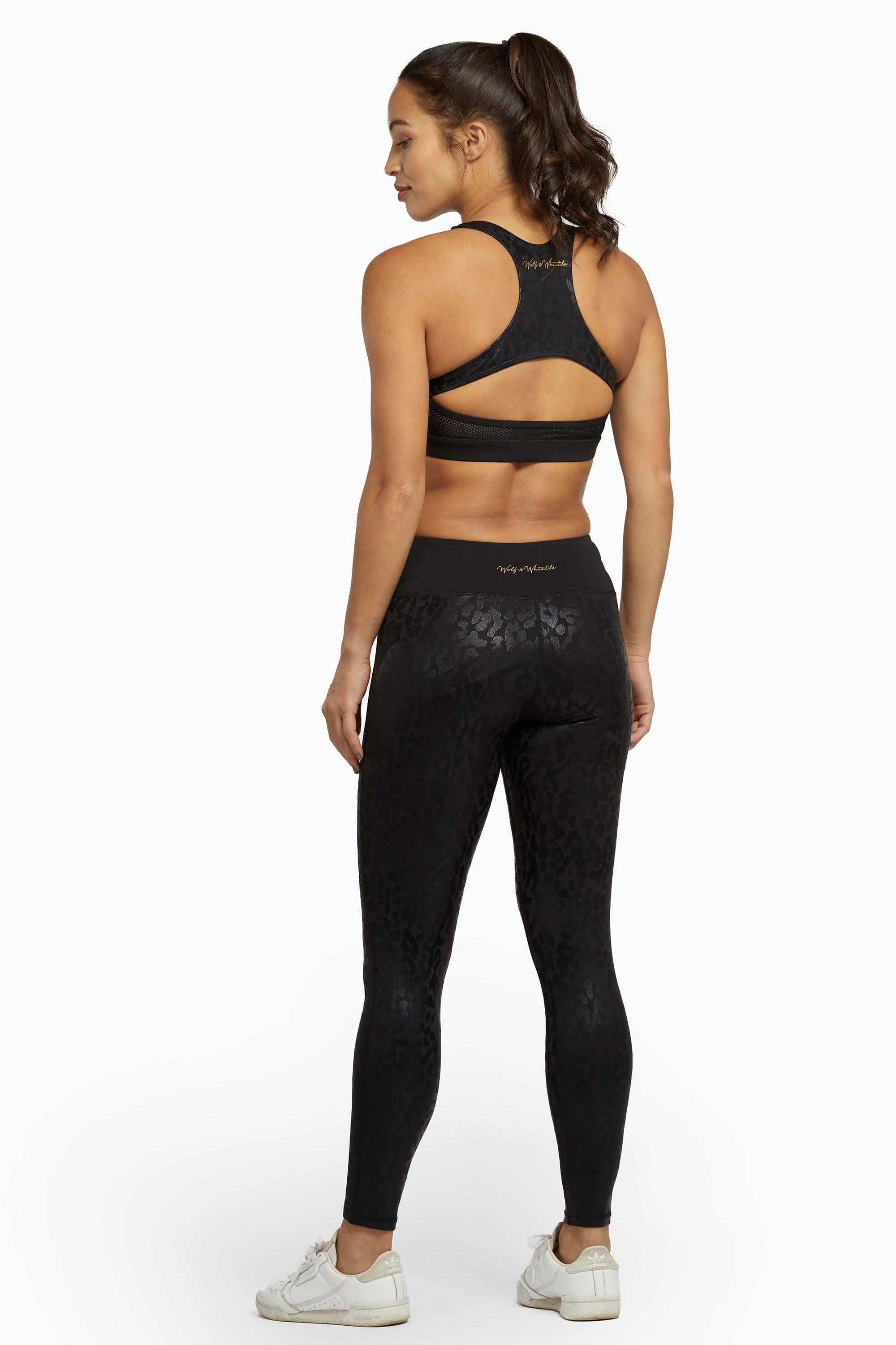 Wolf & Whistle Wet Look Leopard Black High Waist Leggings - Image 5