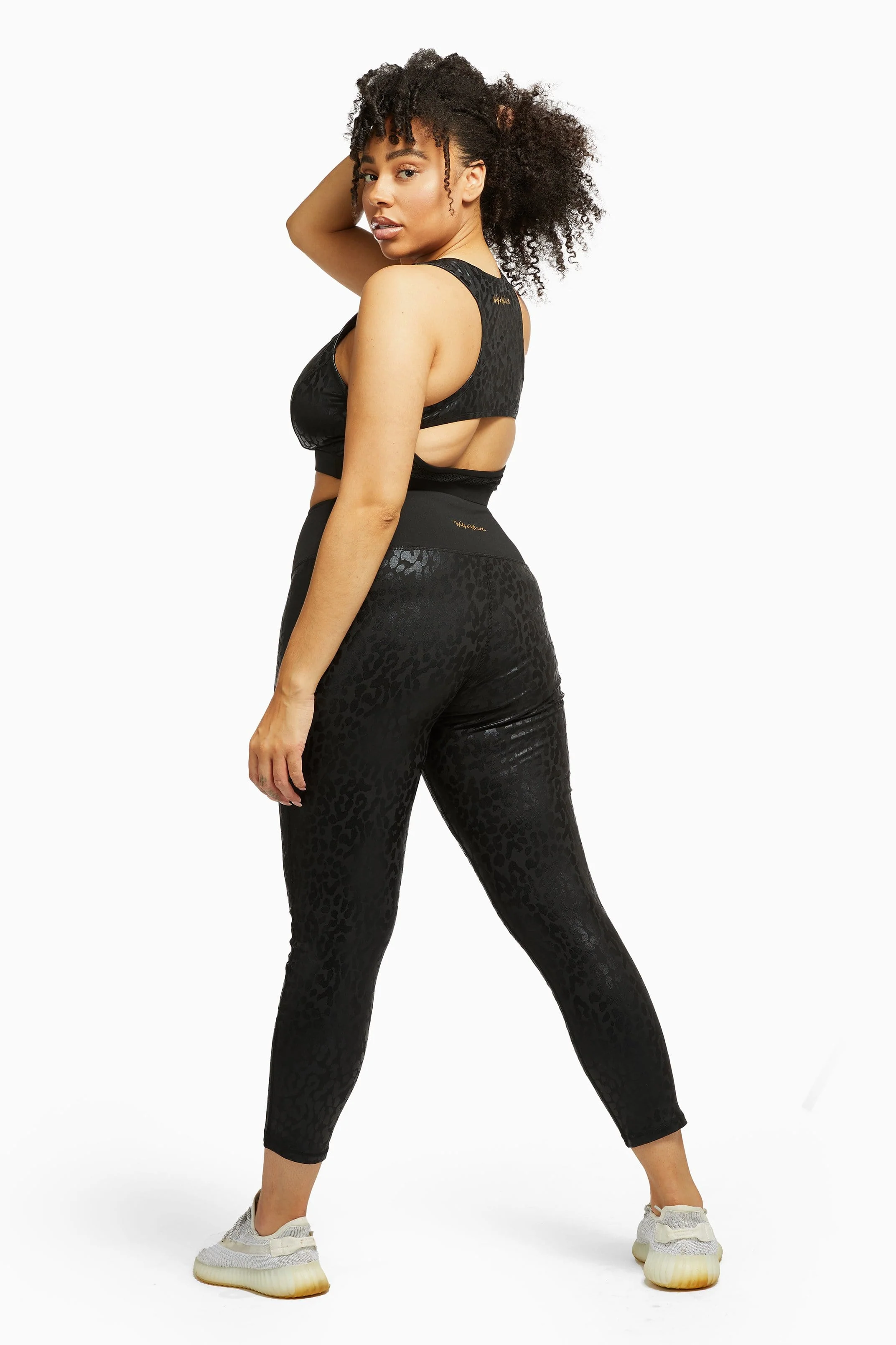 Wet Look Leopard Black High Waist Leggings Curve - Image 3