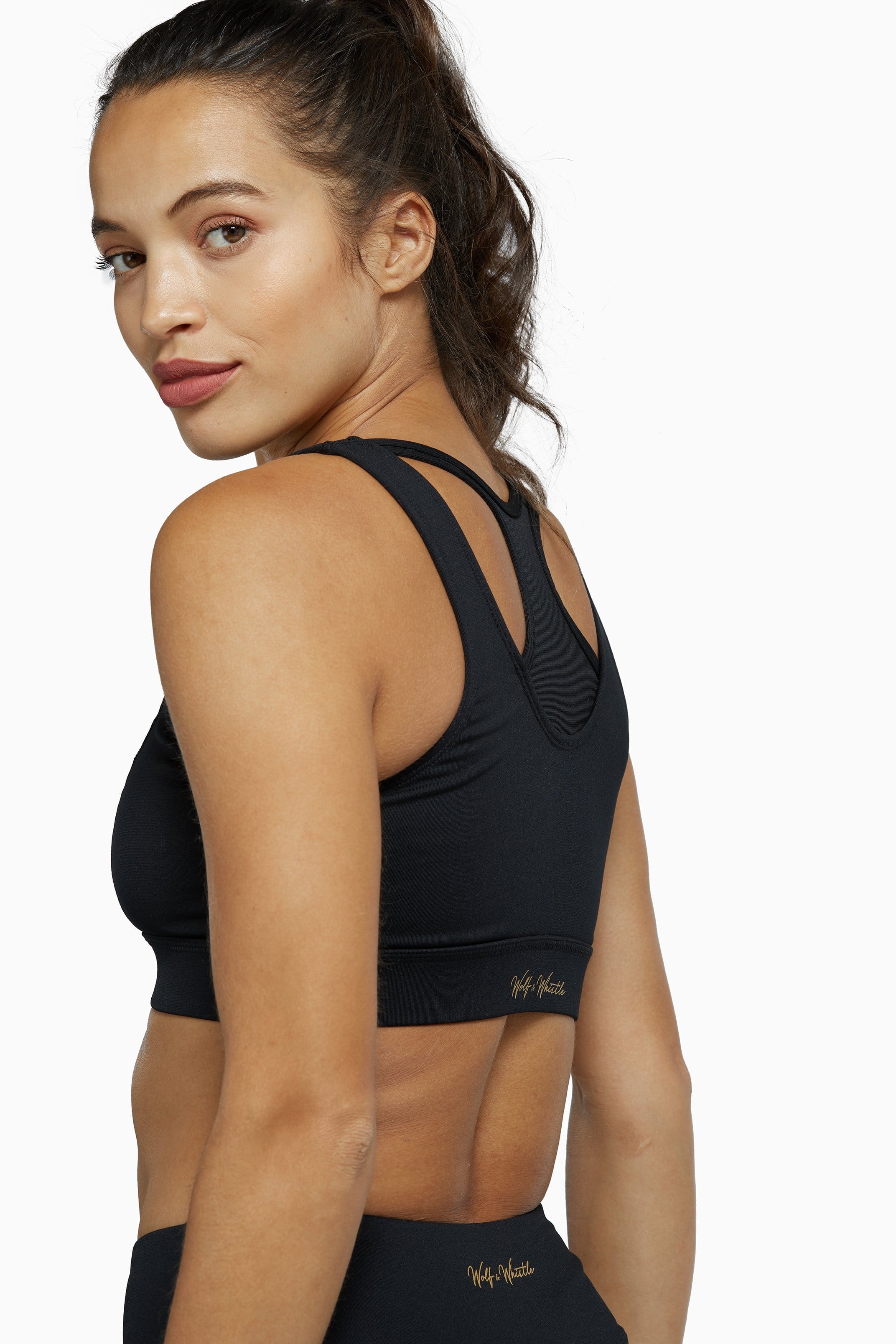 Mesh Panel High Neck Sports Bra - Image 5