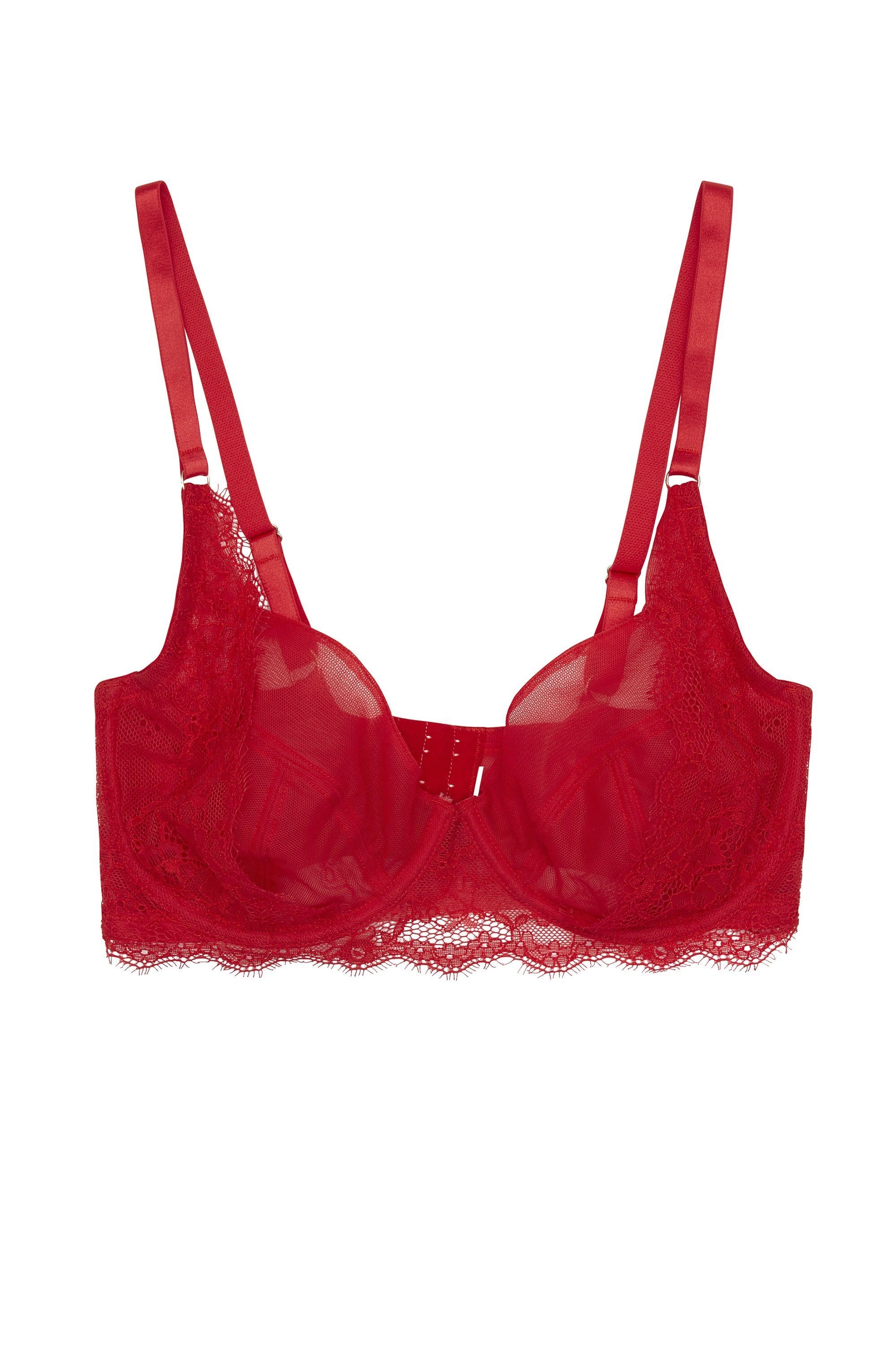 WW x Charlotte McKinney Cara Red Lace Overlay Bra B - F - Image 4
