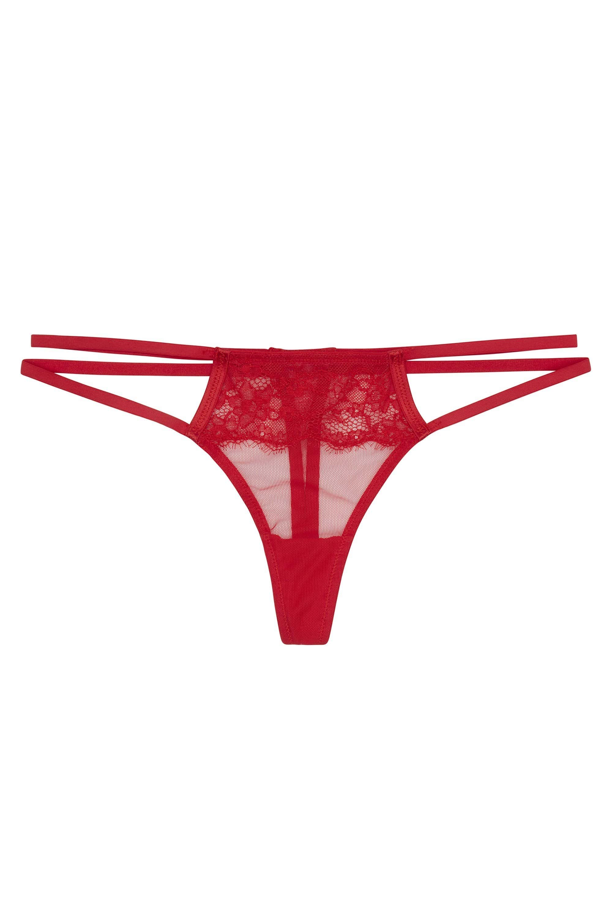 WW x Charlotte McKinney Cara Red Lace Overlay Thong - Image 3
