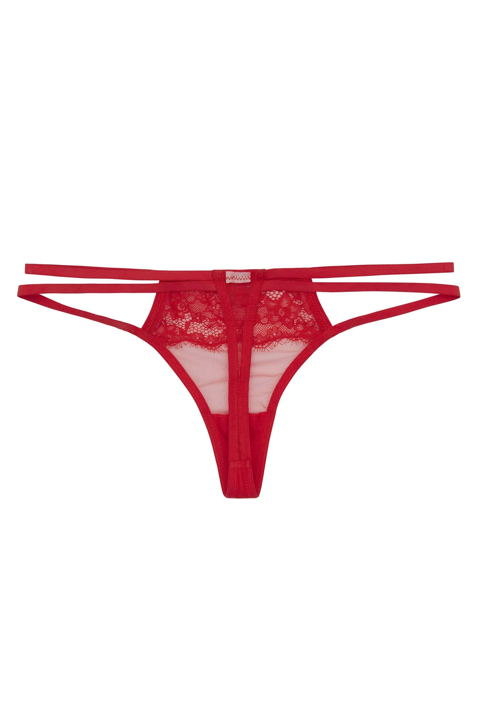 WW x Charlotte McKinney Cara Red Lace Overlay Thong - Image 4