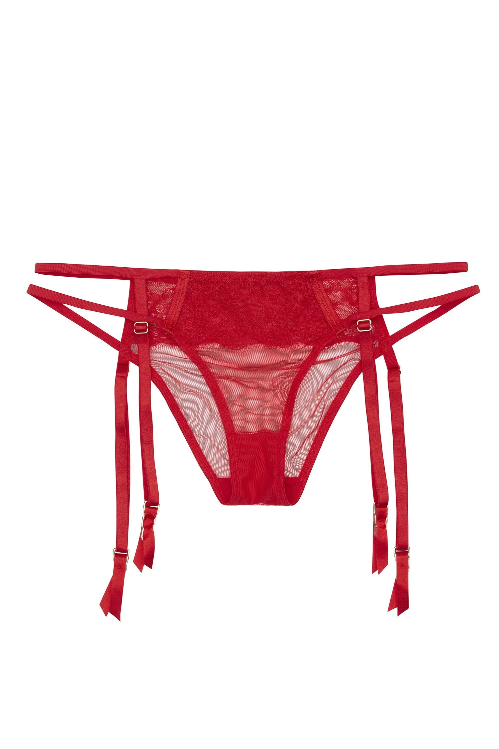 WW x Charlotte McKinney Cara Red Lace Suspender Brief - Image 3
