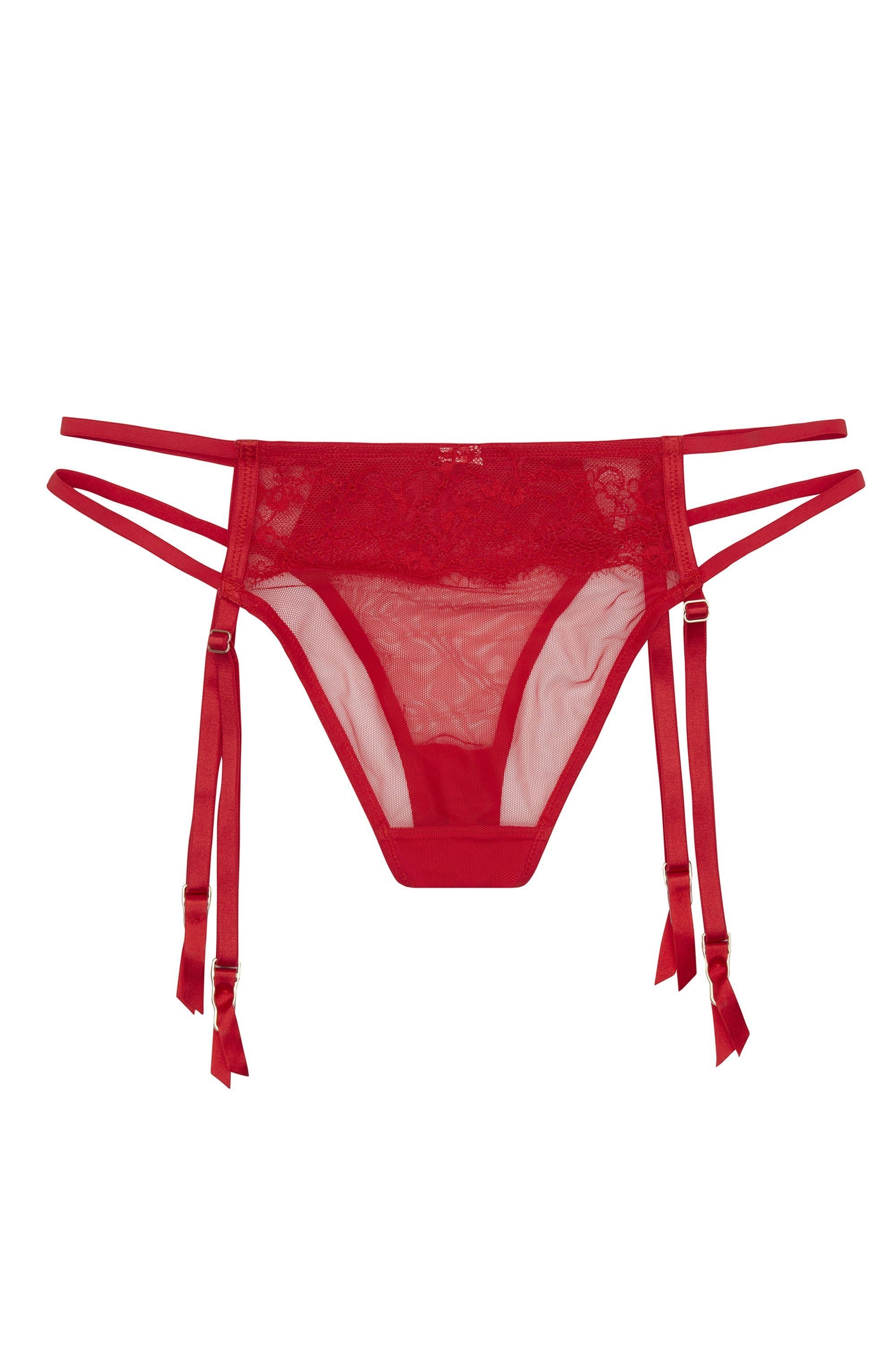 WW x Charlotte McKinney Cara Red Lace Suspender Brief - Image 4