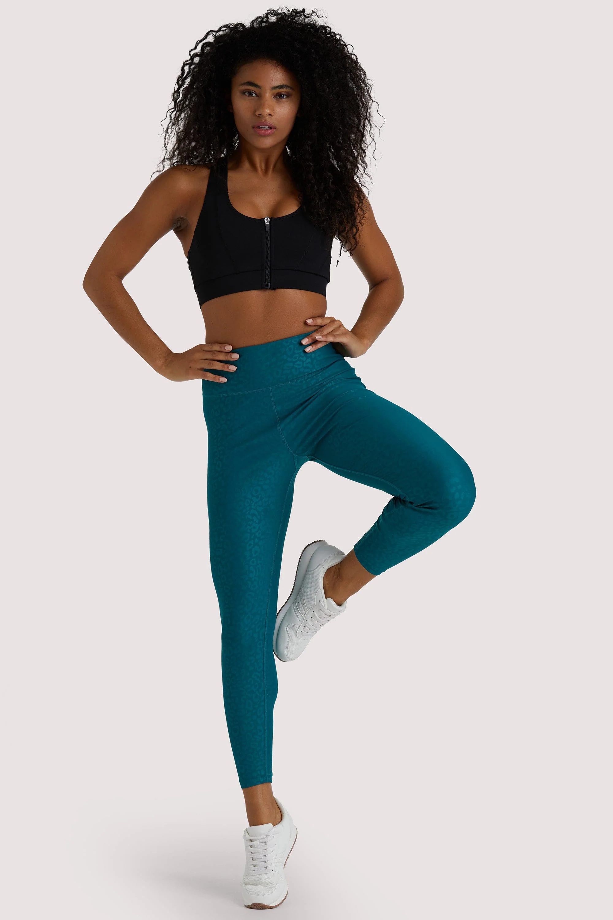 Teal Wet Look Croc Leggings - Image 2