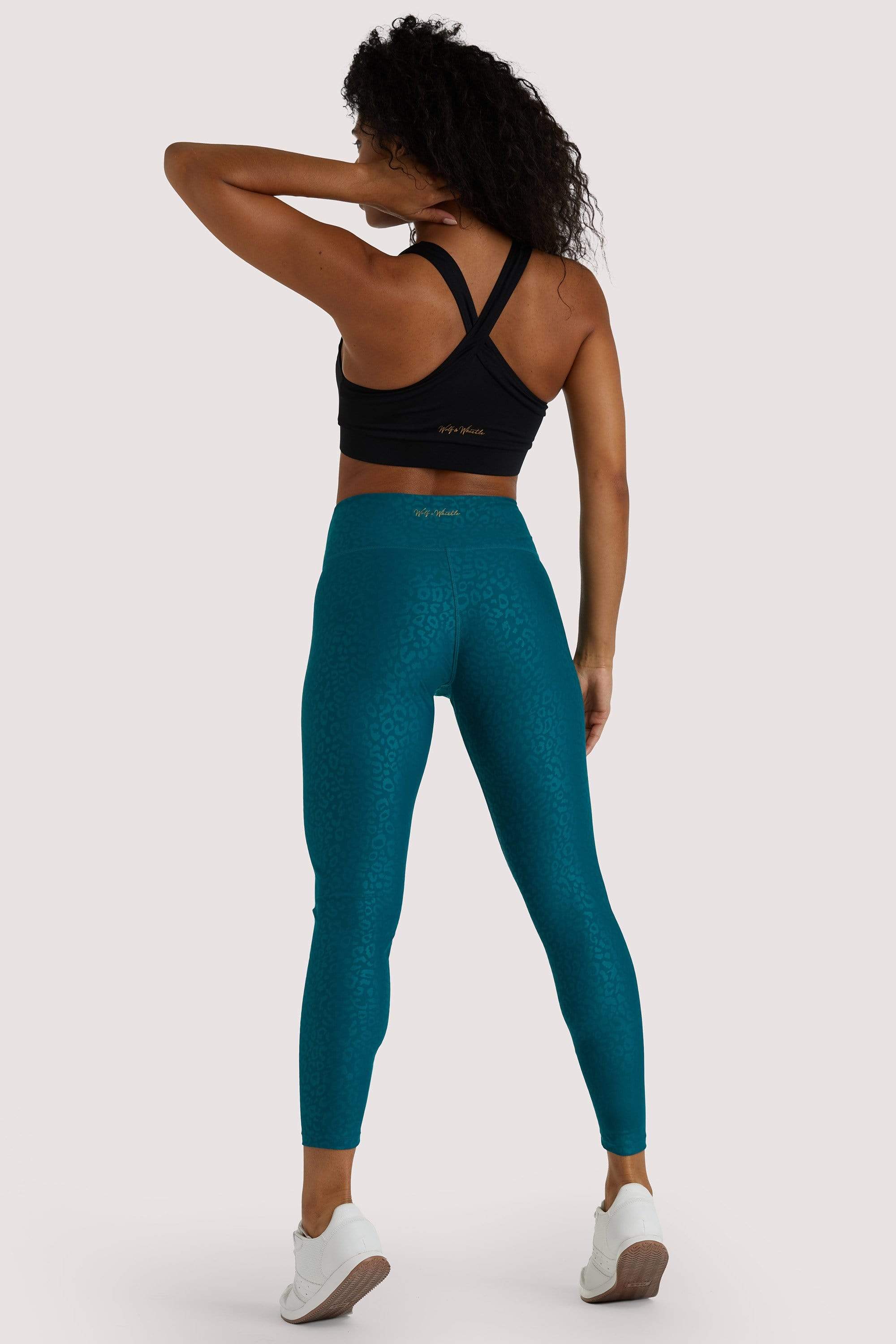 Teal Wet Look Croc Leggings - Image 3