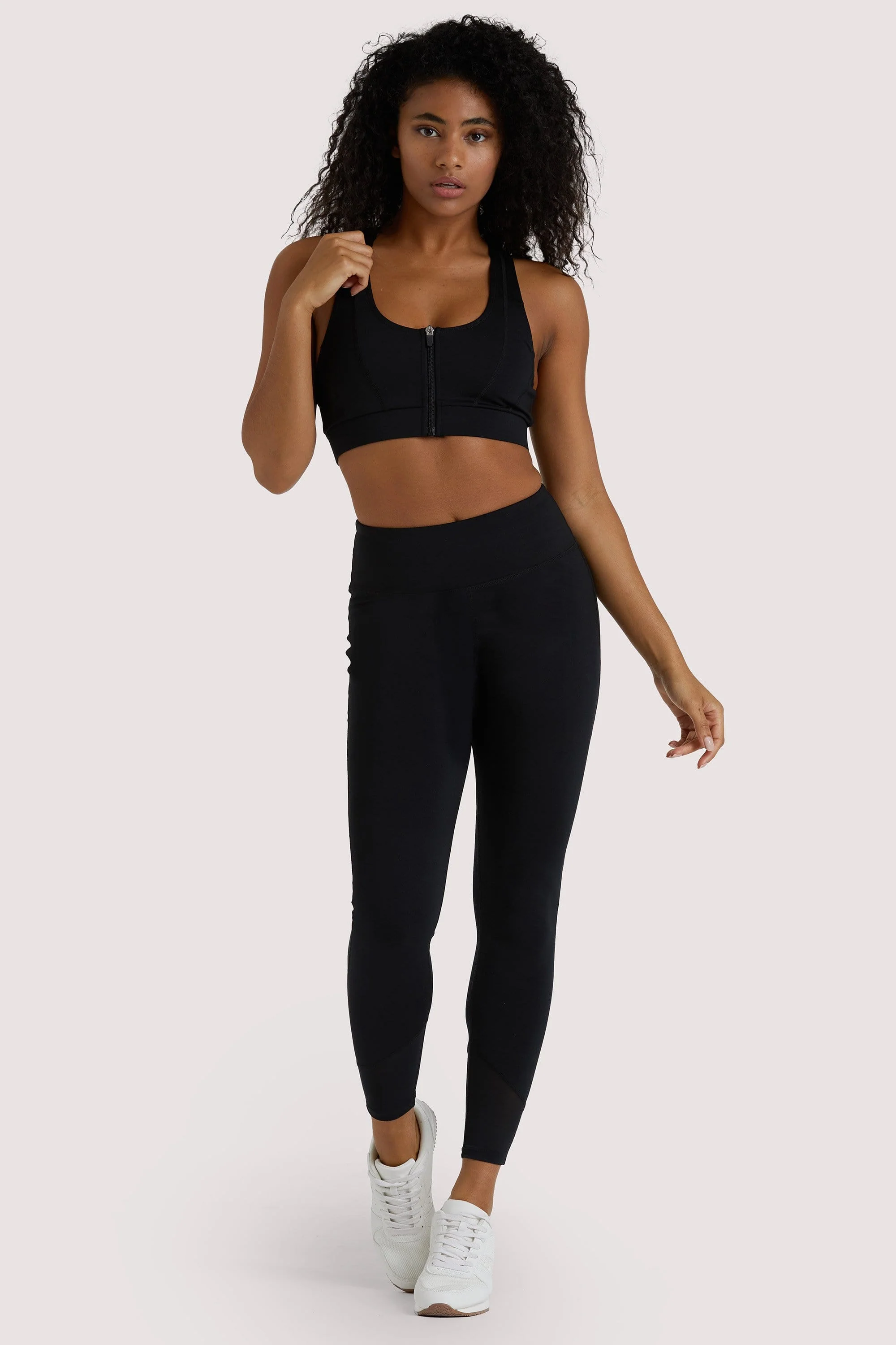 Eco Black Mesh Panel Leggings - Image 2