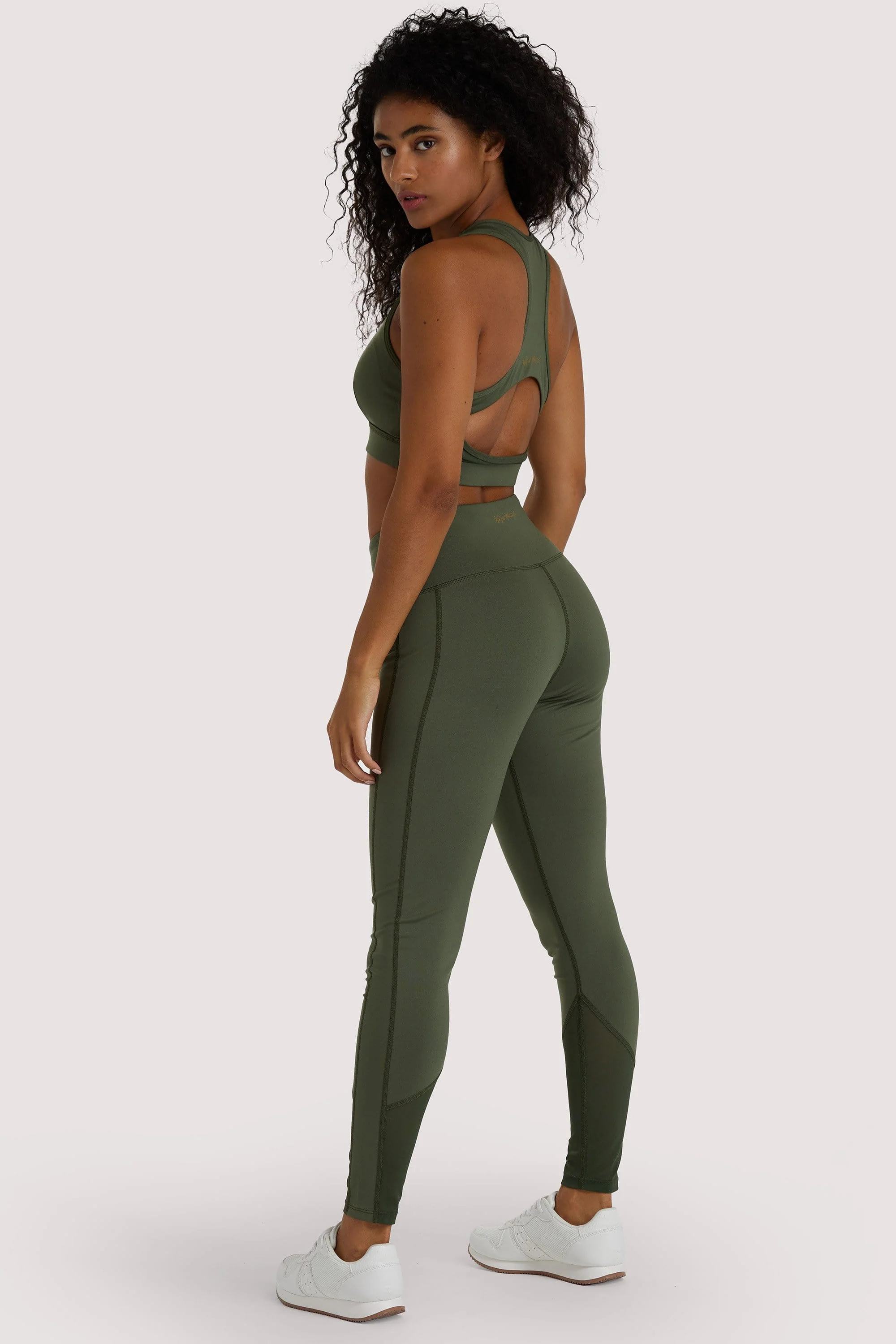 Eco Dusty Olive Mesh Panel Leggings - Image 2