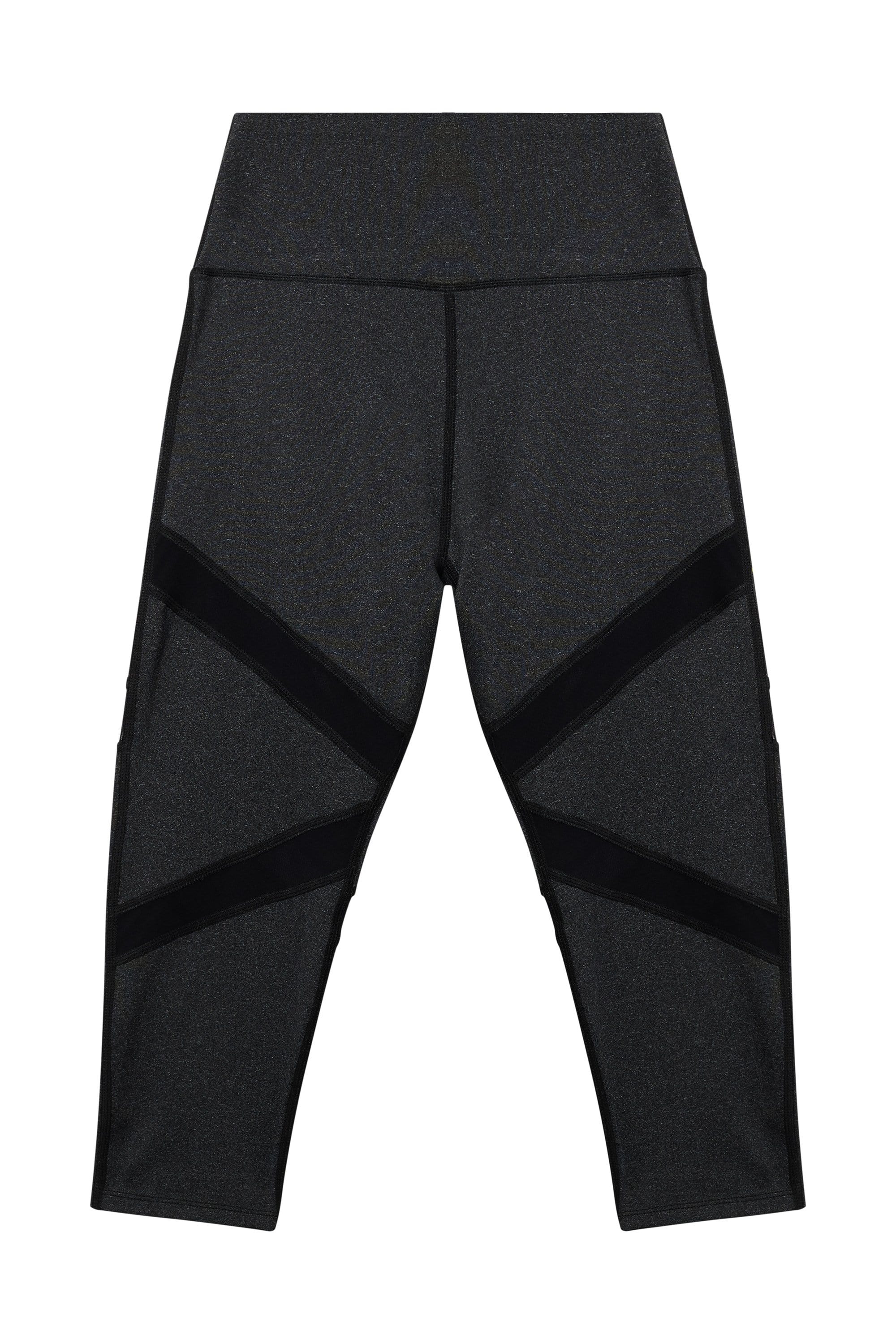 Grey Marl Mesh Panel Crop Leggings - Image 2