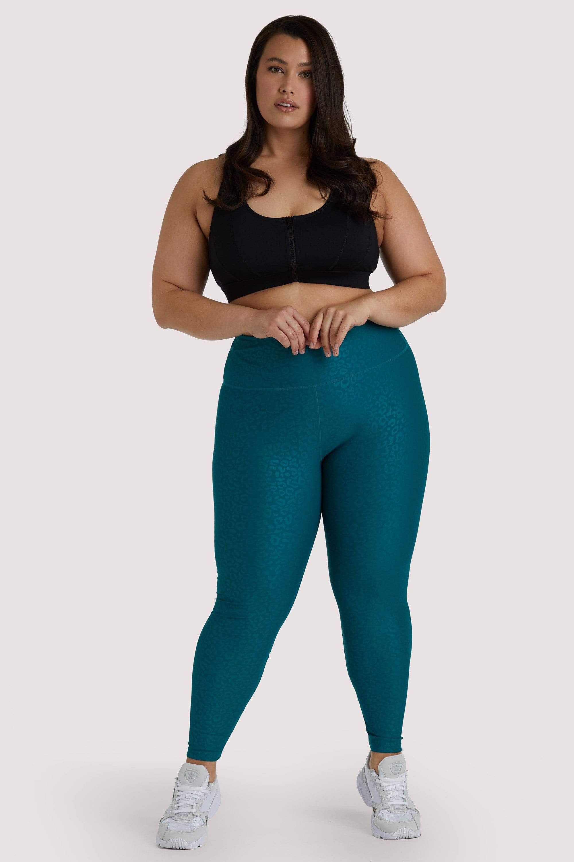 Teal Wet Look Curve Leggings - Image 2