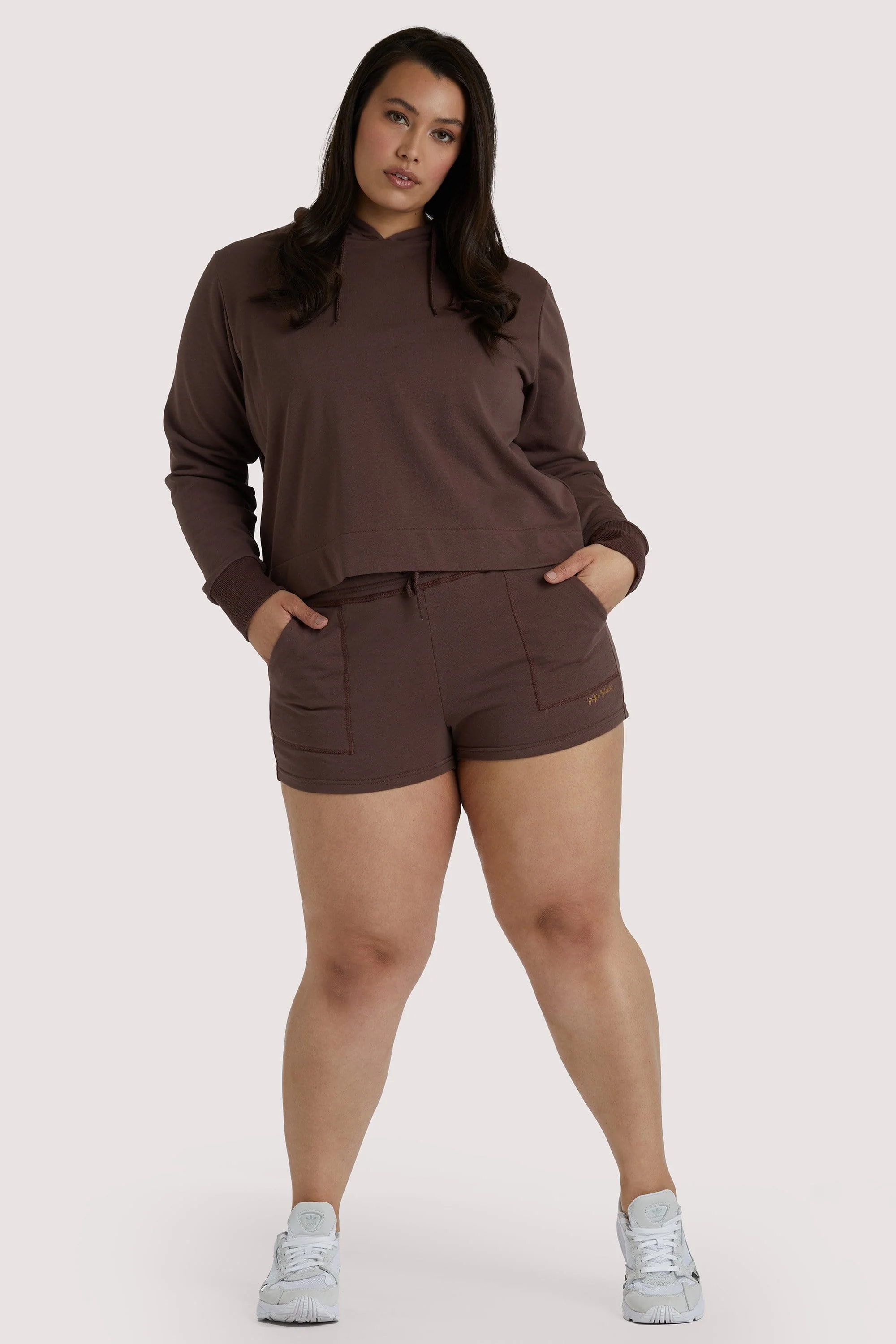 Brown Tie Waist Curve Shorts - Image 2