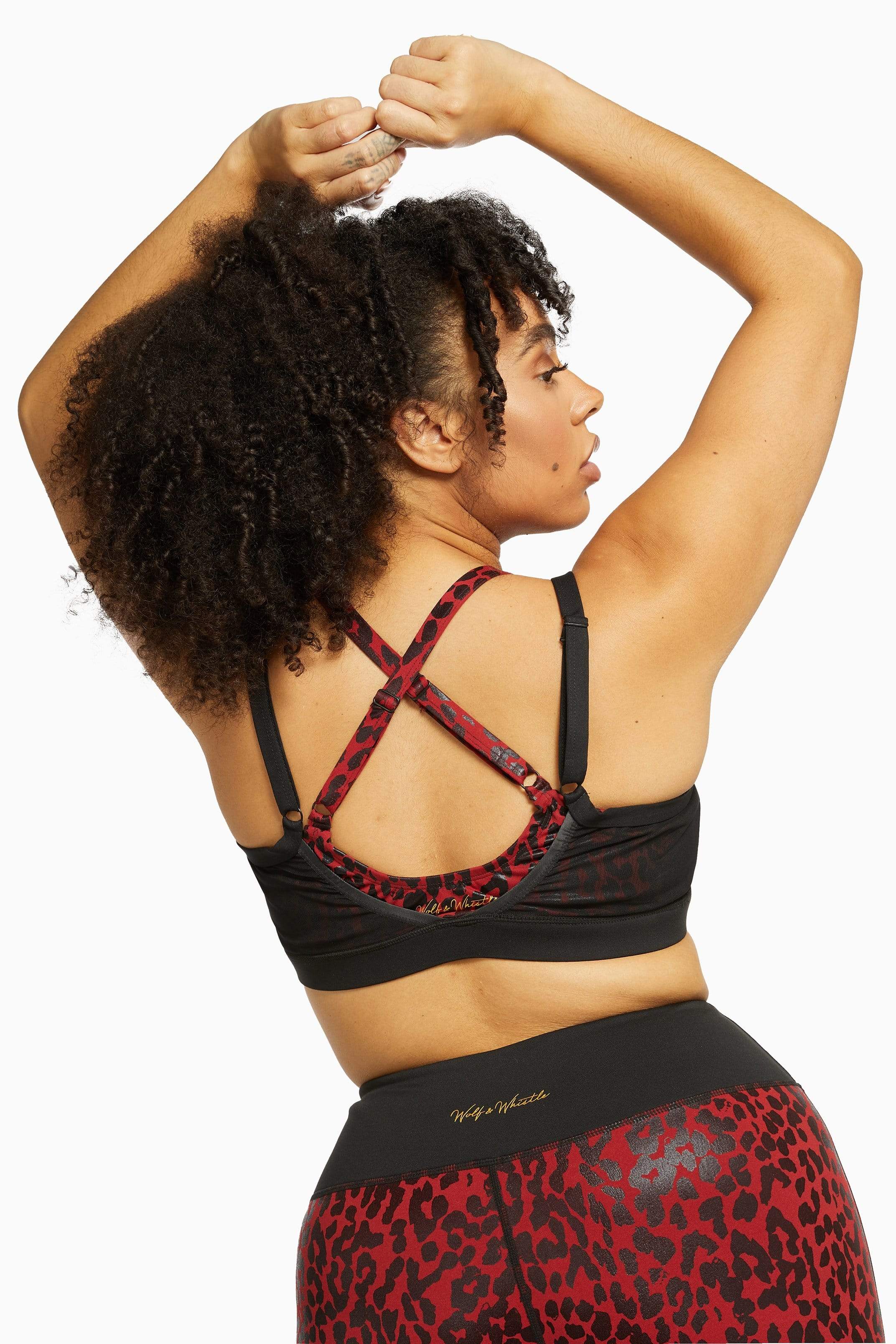 Red Wet Look Leopard Mesh Top Curve - Image 2