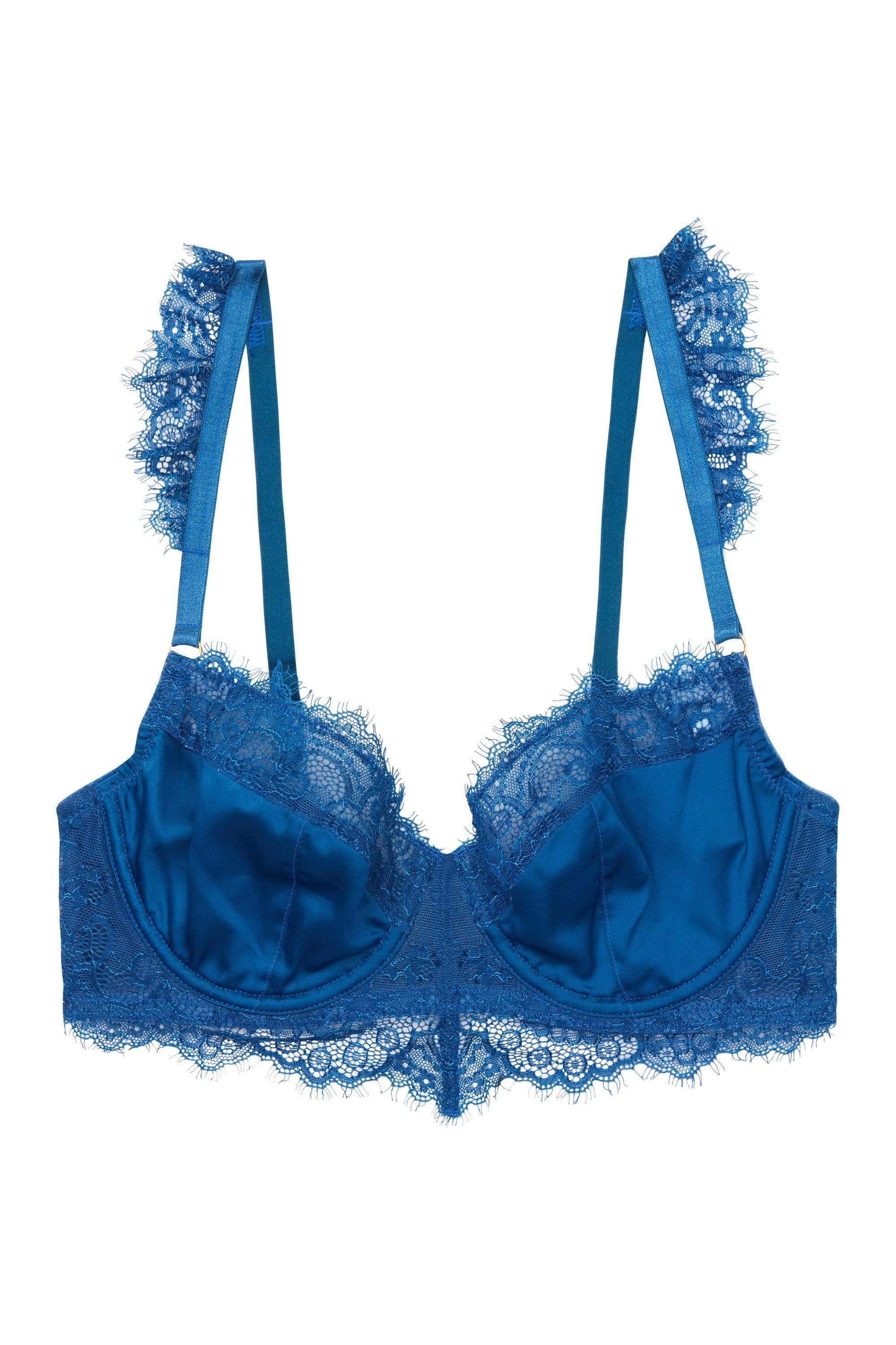 Wolf & Whistle Millie Demi Padded Eyelash Lace Bra Blue B- F - Image 2