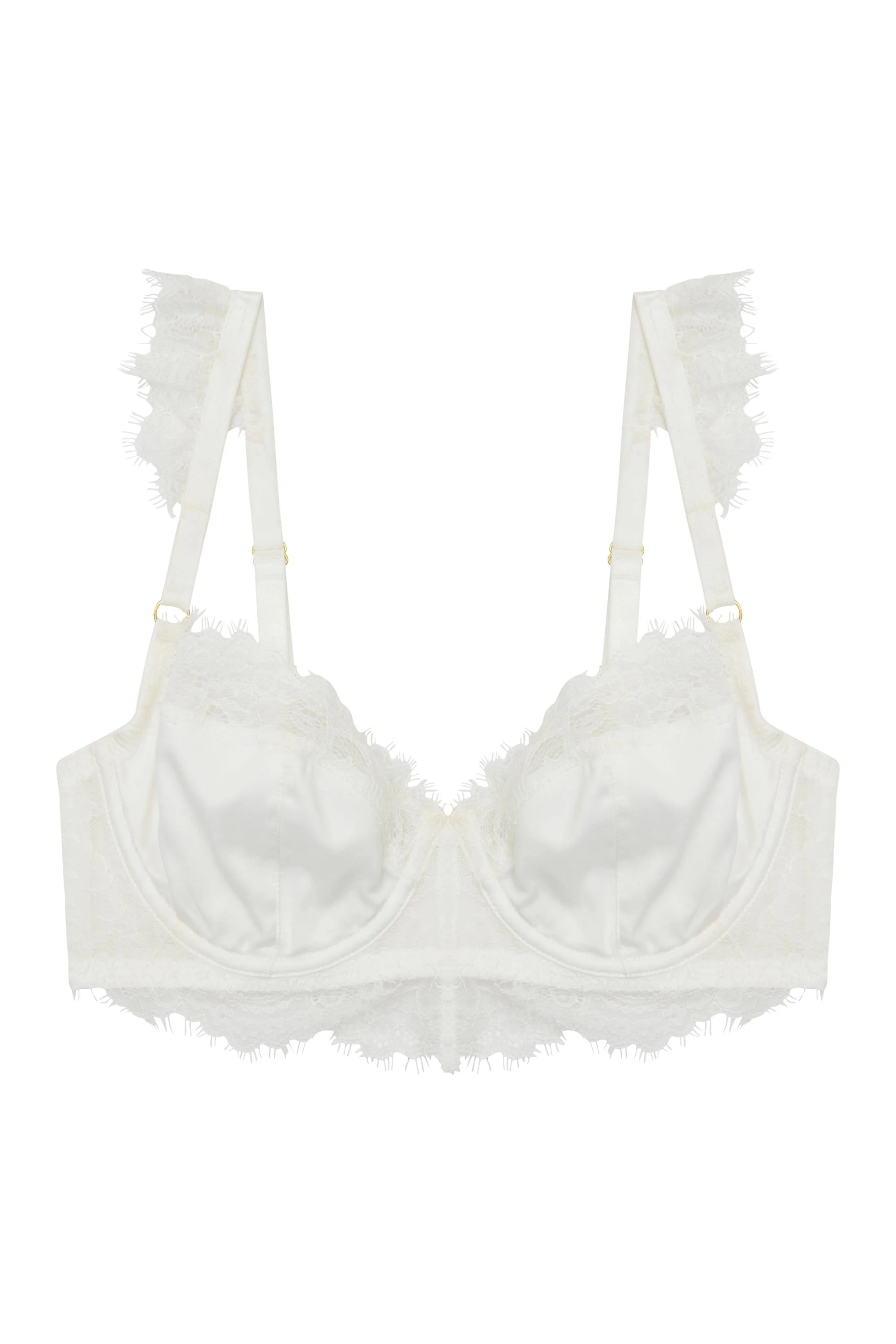 Wolf & Whistle Millie Demi Padded Eyelash Lace Bra Ivory B- F - Image 4