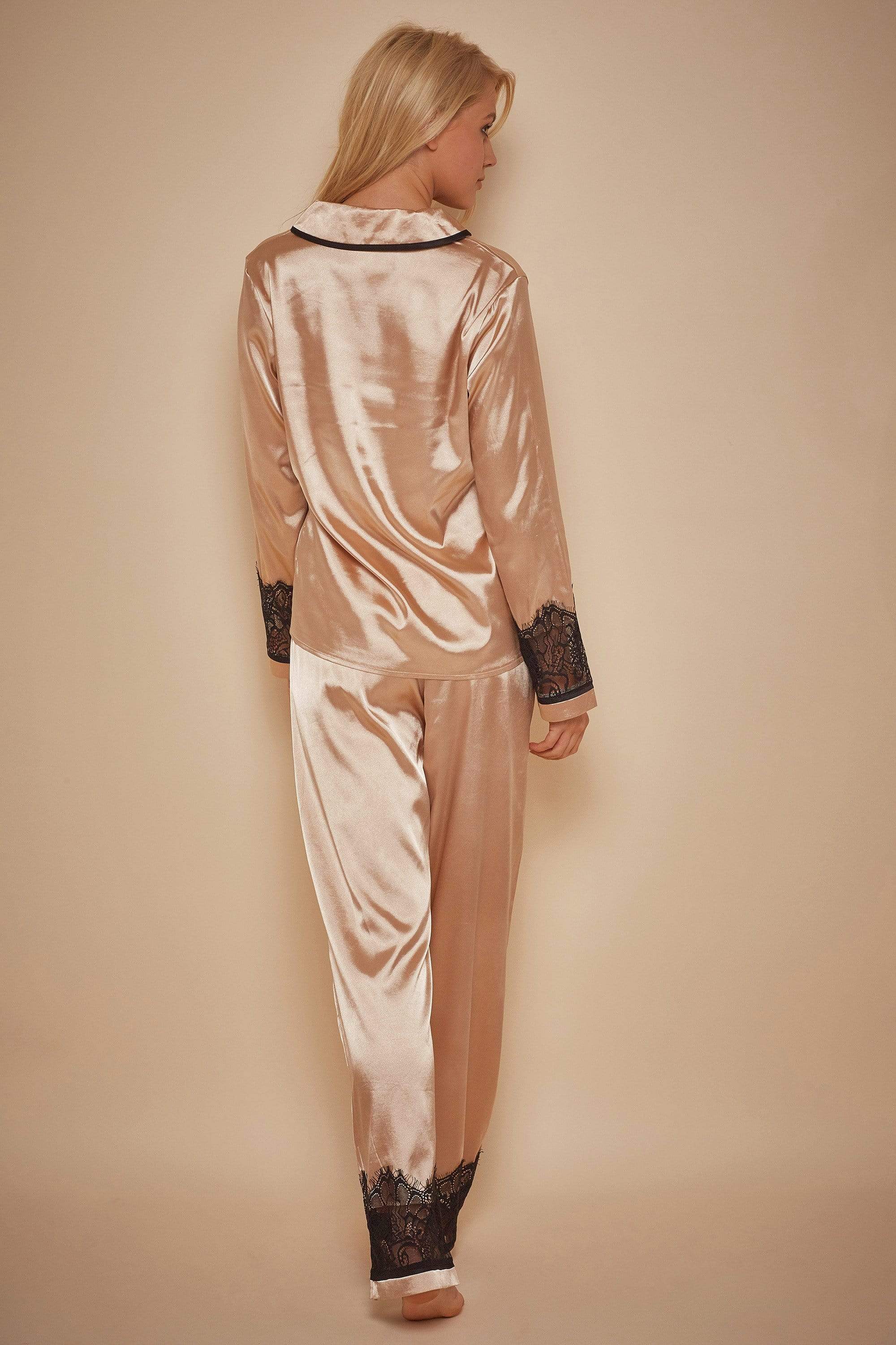 Wolf & Whistle Emmy Eyelash Lace Trim Long Sleeve PJ Set - Image 2
