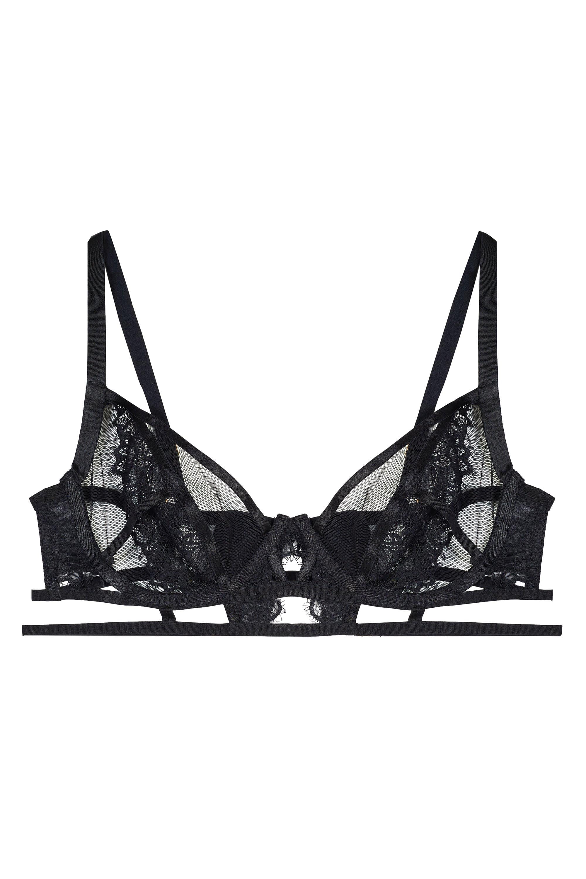 Fleur Black Caged Lace Bra - Image 5